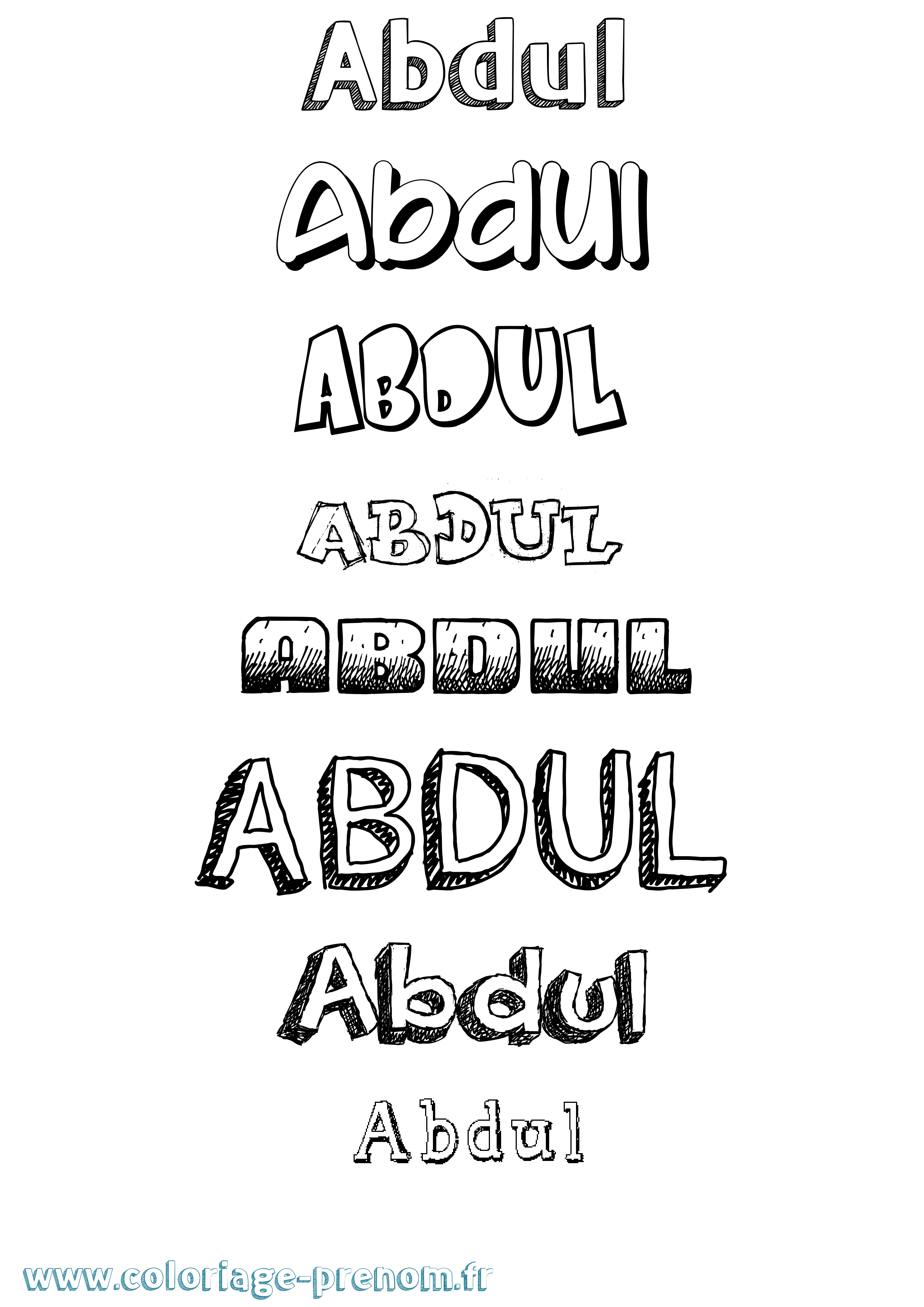 Coloriage prénom Abdul Dessiné