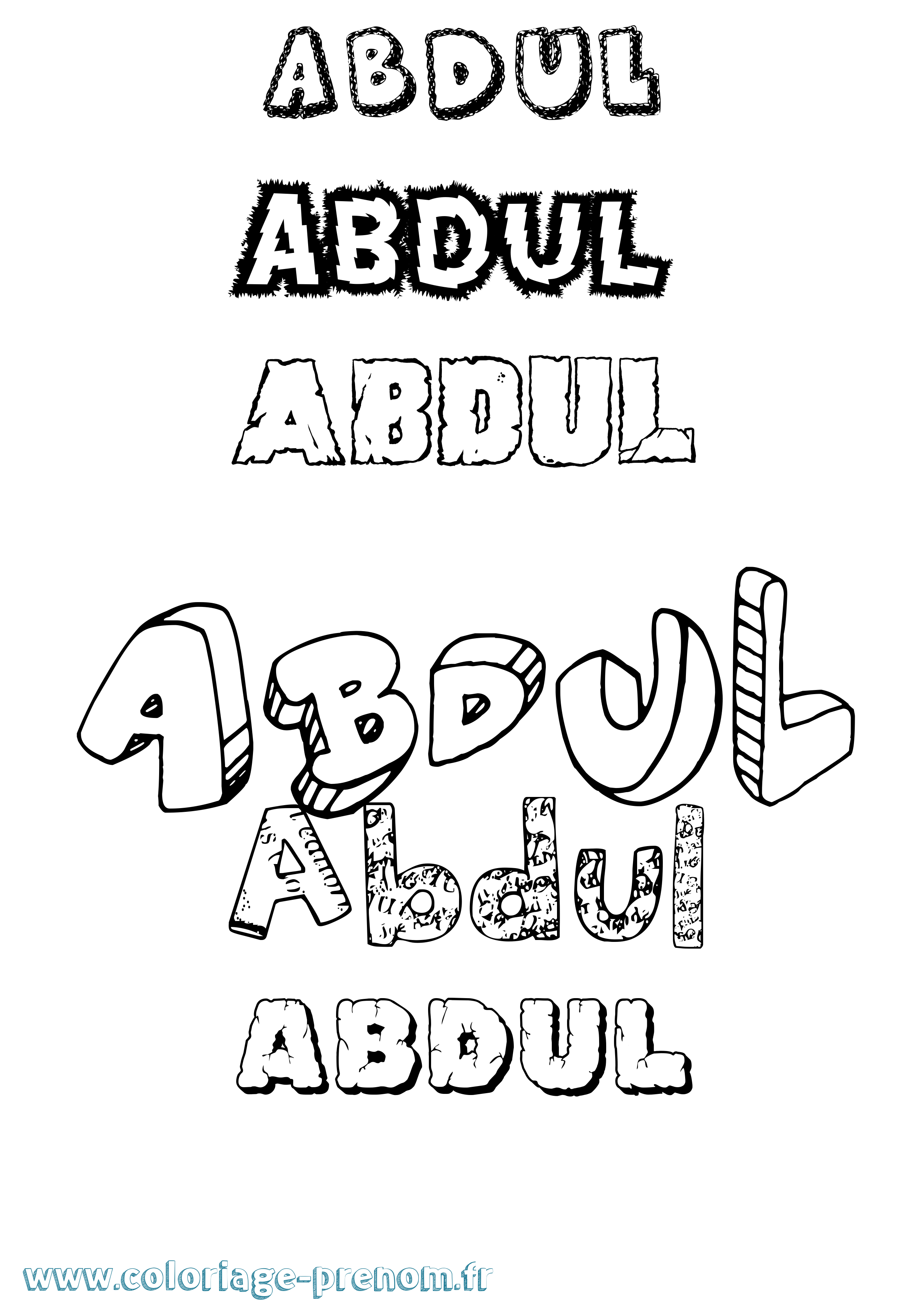 Coloriage prénom Abdul Destructuré