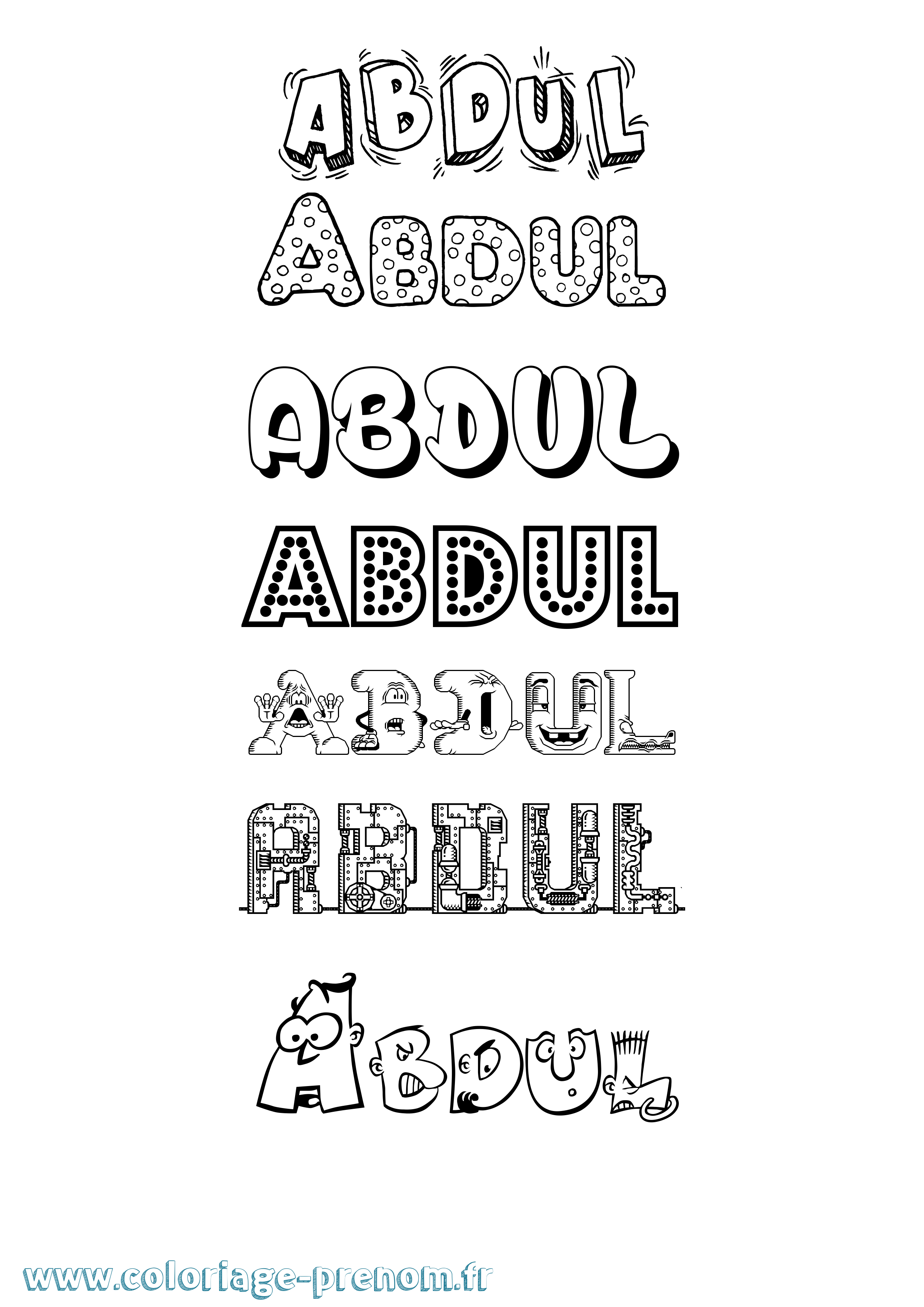Coloriage prénom Abdul Fun