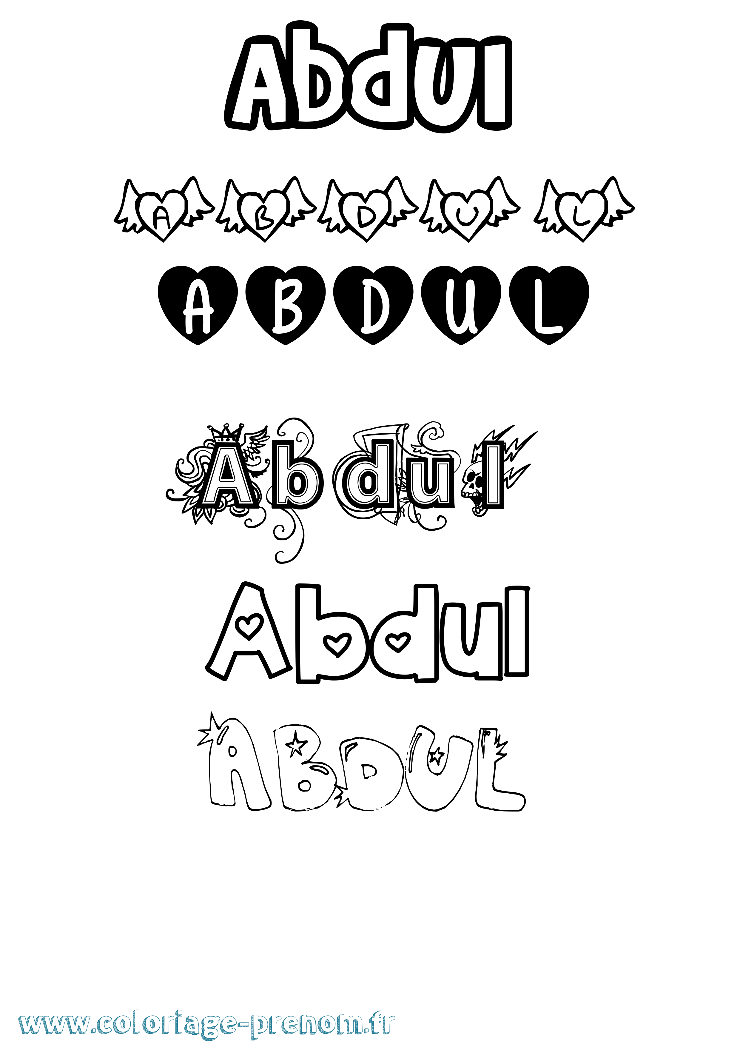 Coloriage prénom Abdul Girly