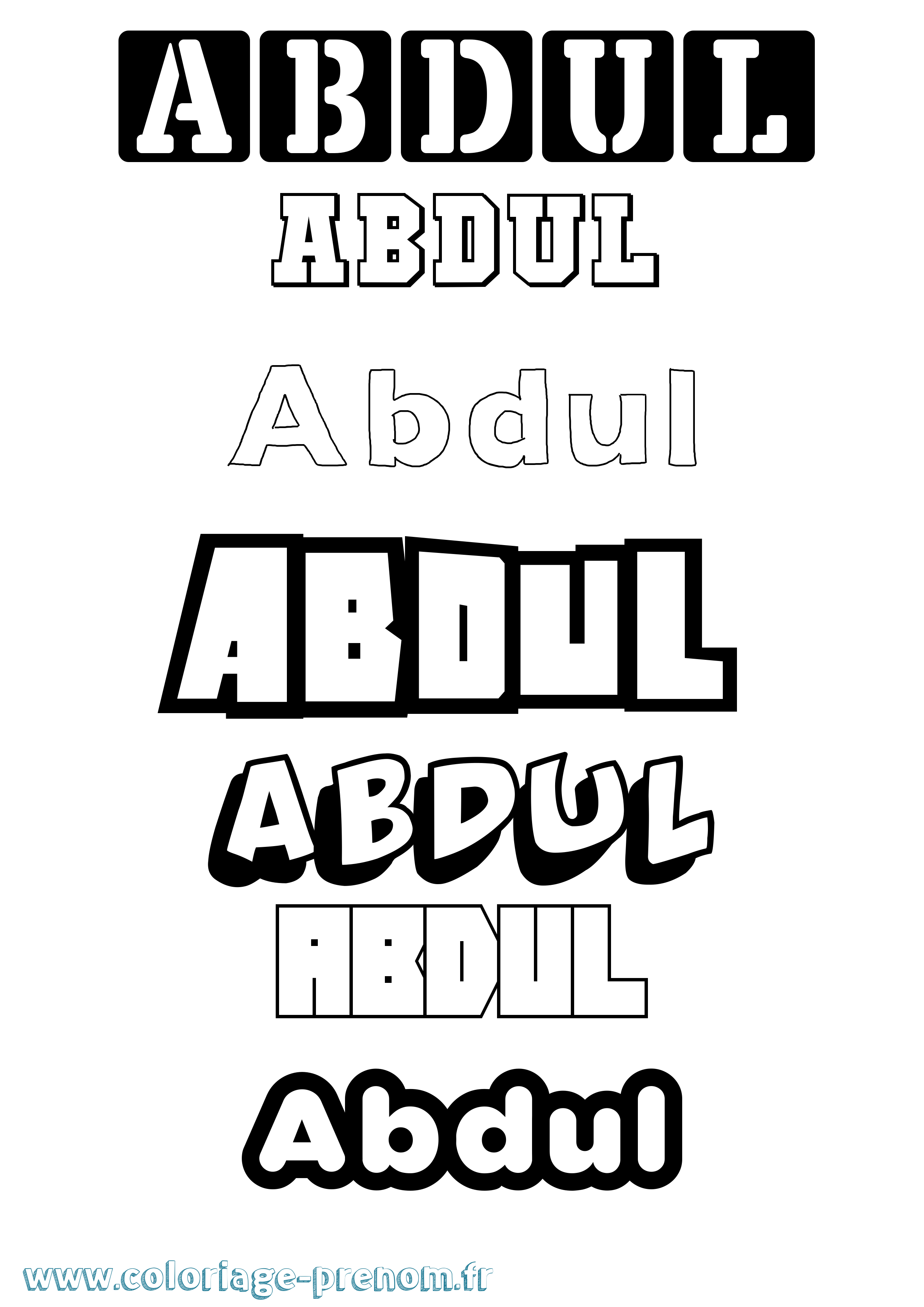 Coloriage prénom Abdul Simple