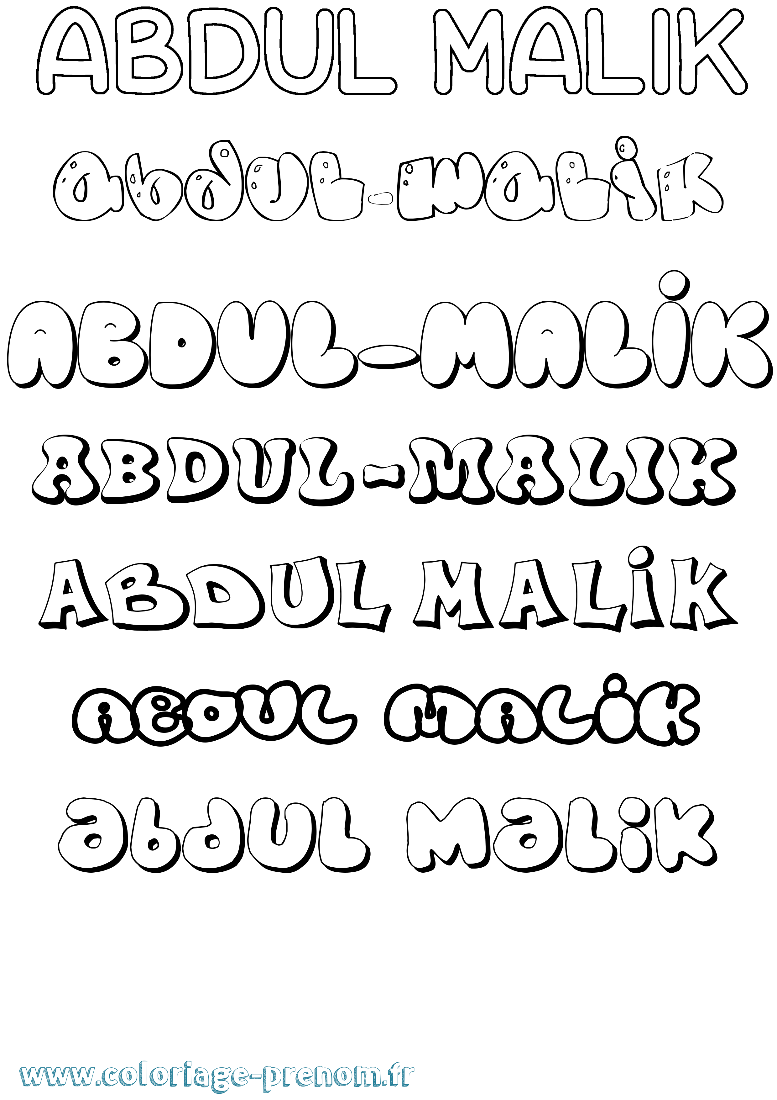 Coloriage prénom Abdul-Malik Bubble