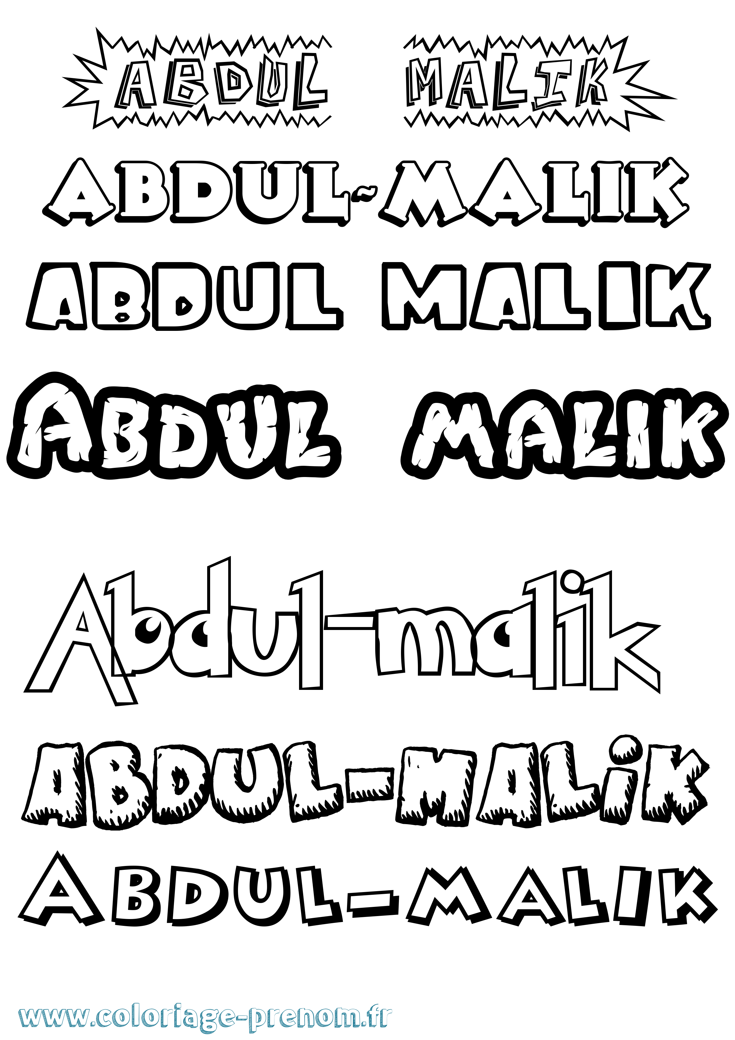 Coloriage prénom Abdul-Malik Dessin Animé