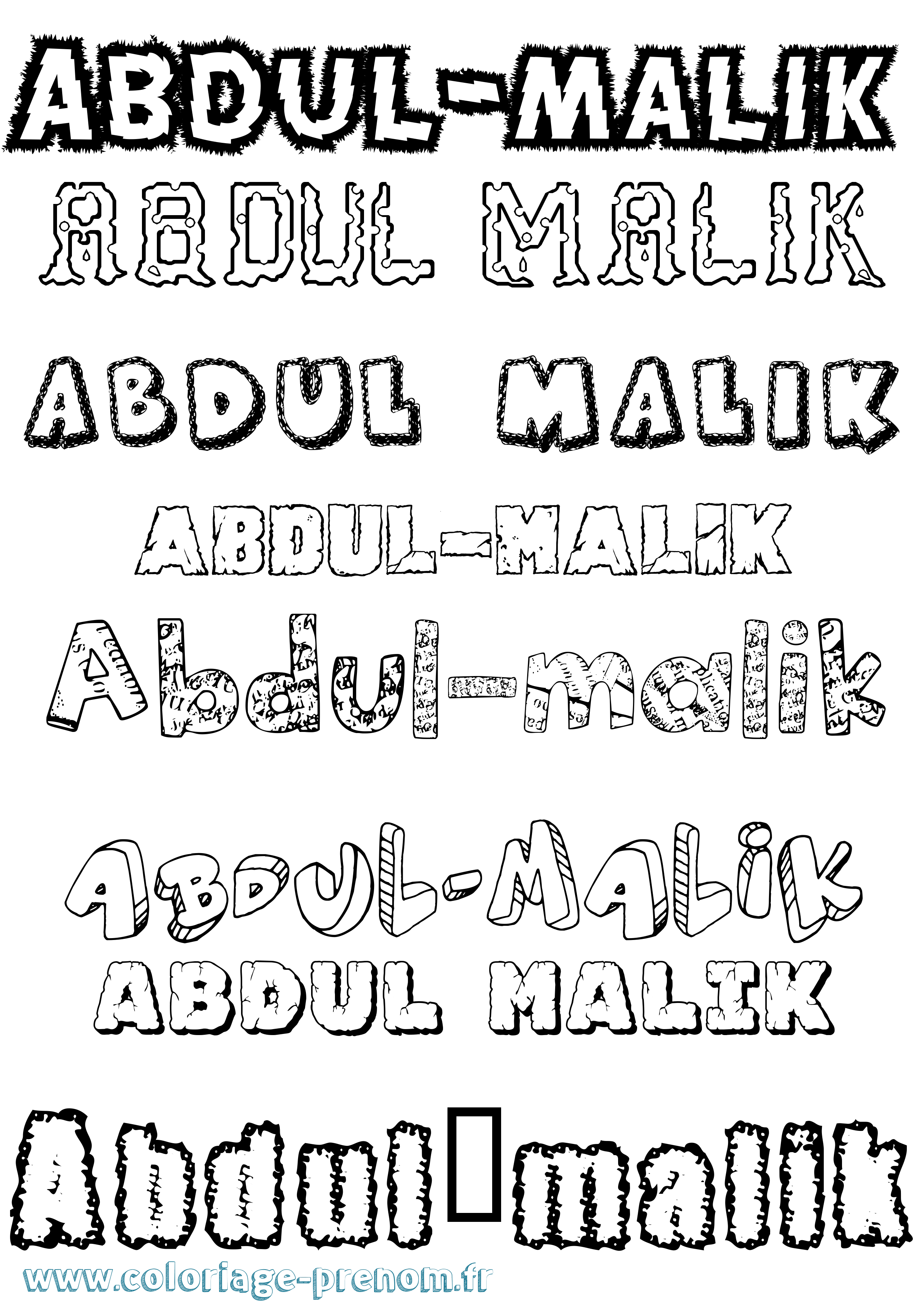 Coloriage prénom Abdul-Malik Destructuré