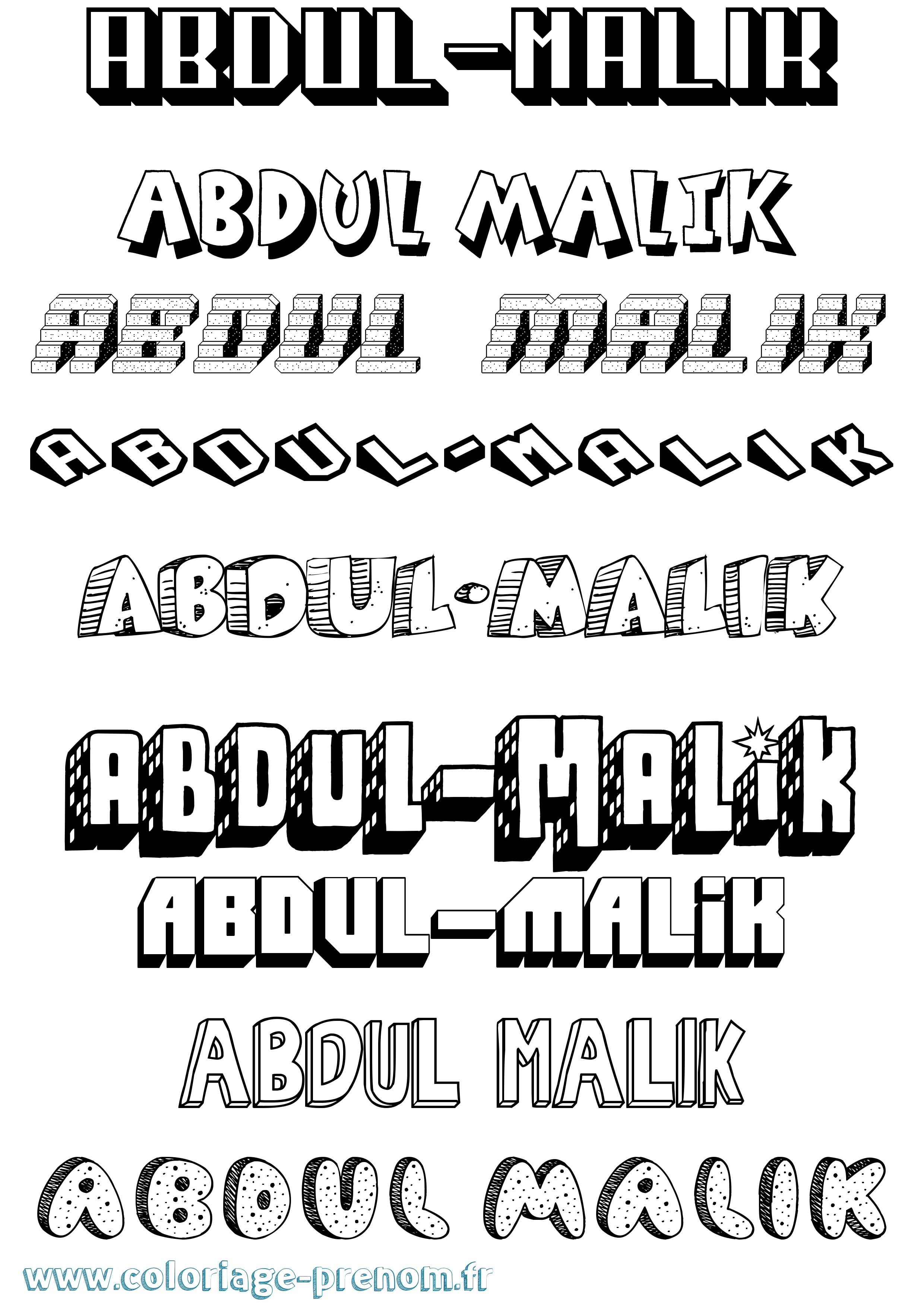 Coloriage prénom Abdul-Malik Effet 3D