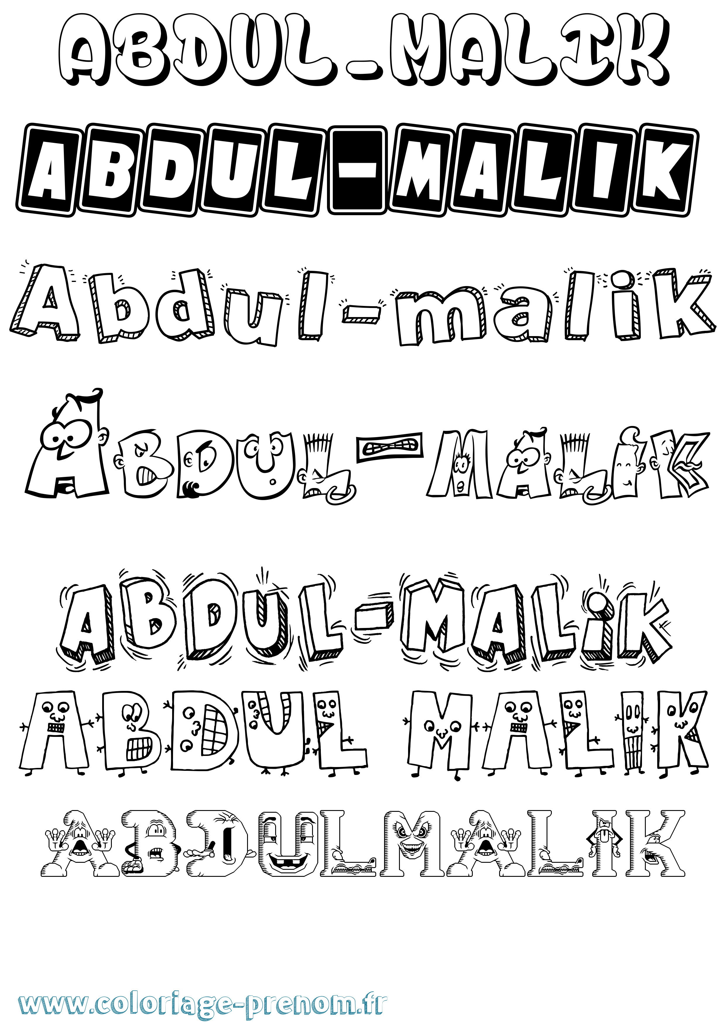 Coloriage prénom Abdul-Malik Fun