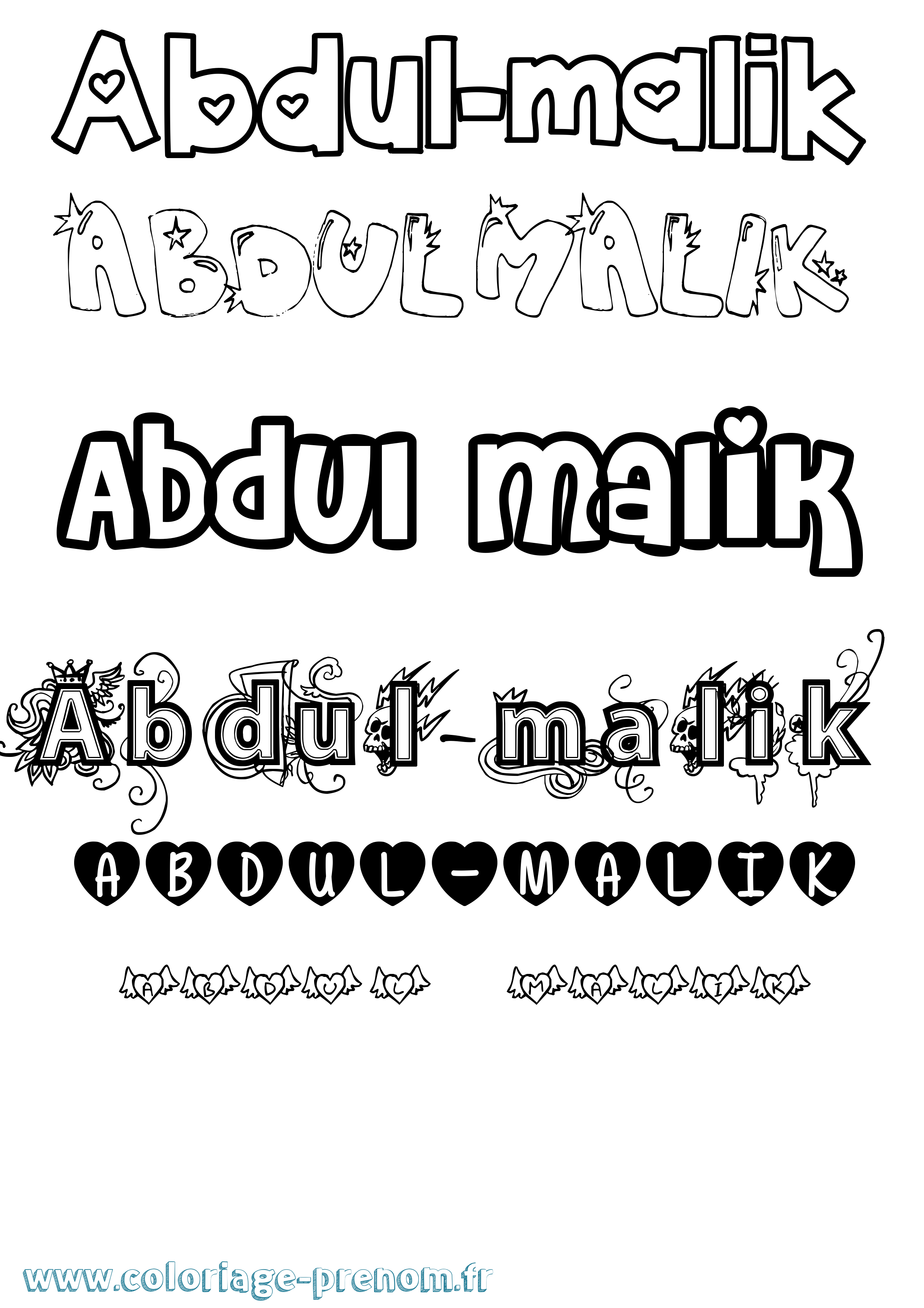 Coloriage prénom Abdul-Malik Girly