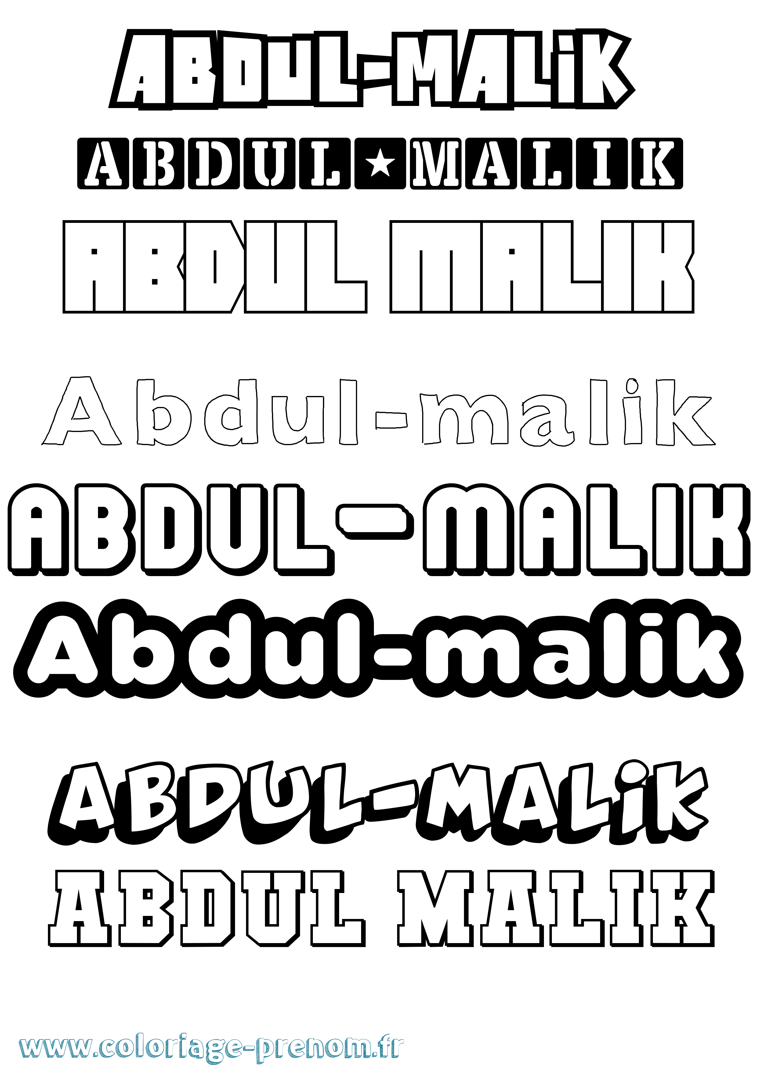 Coloriage prénom Abdul-Malik Simple