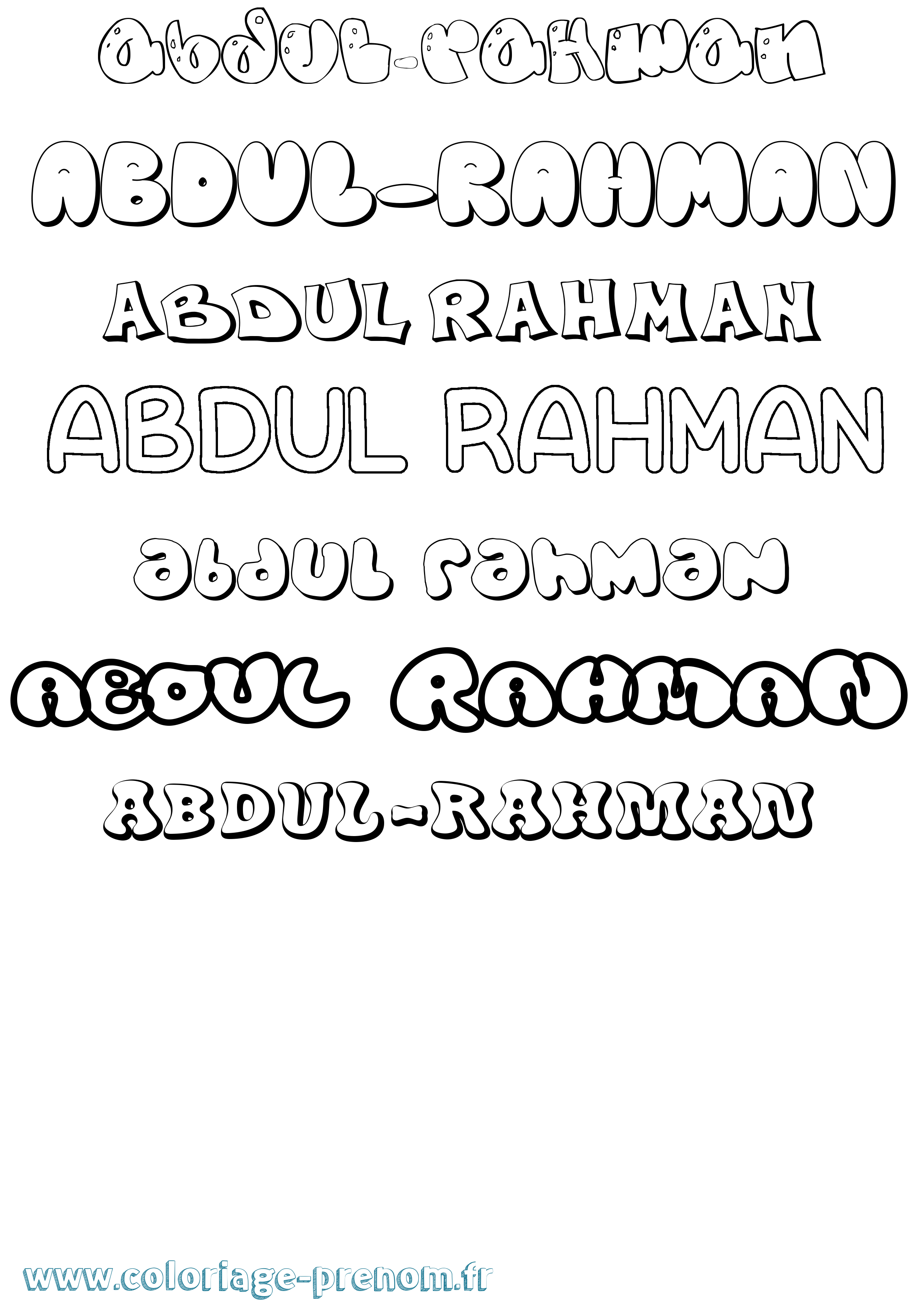Coloriage prénom Abdul-Rahman Bubble