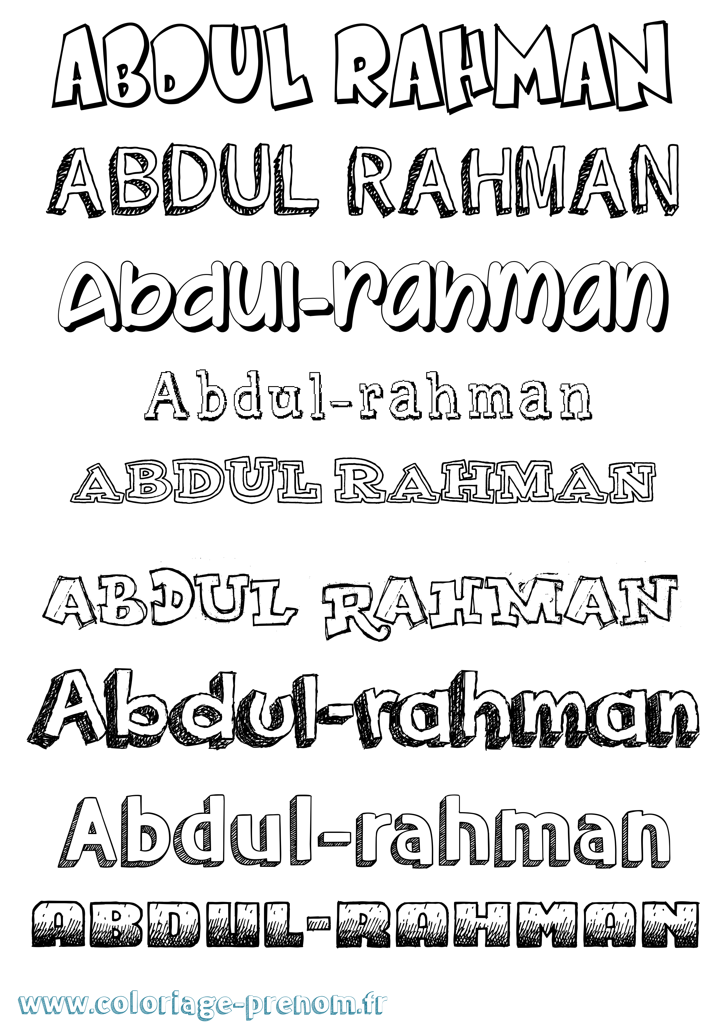 Coloriage prénom Abdul-Rahman Dessiné