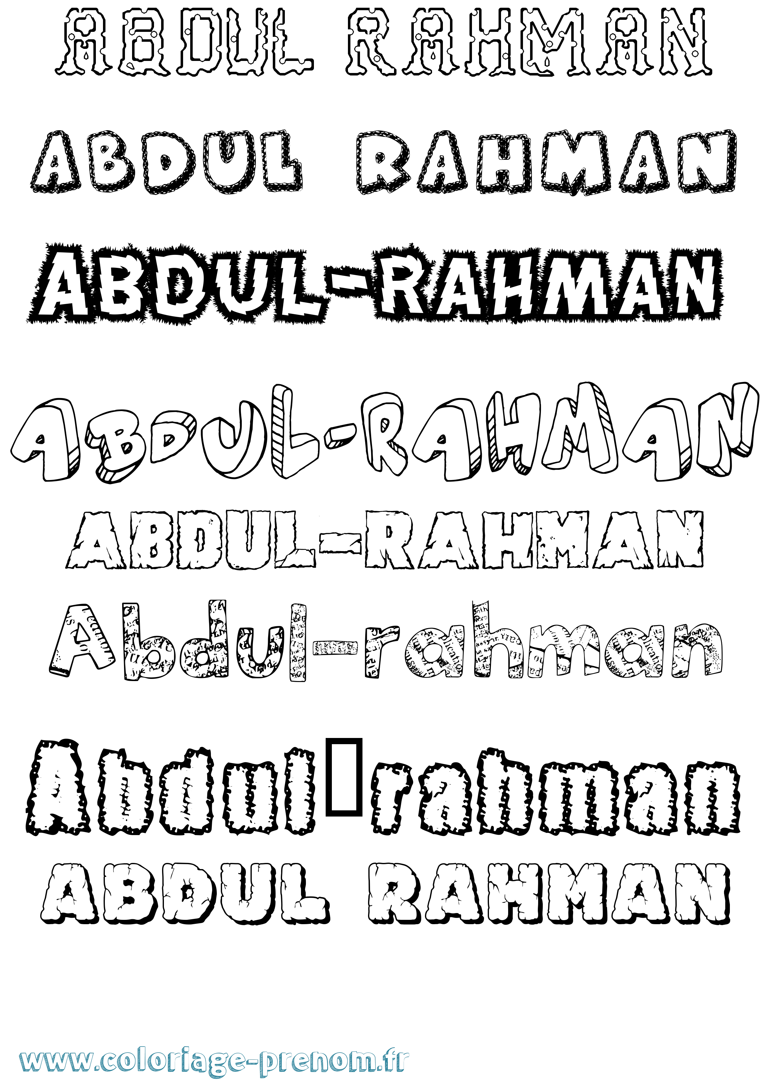 Coloriage prénom Abdul-Rahman Destructuré