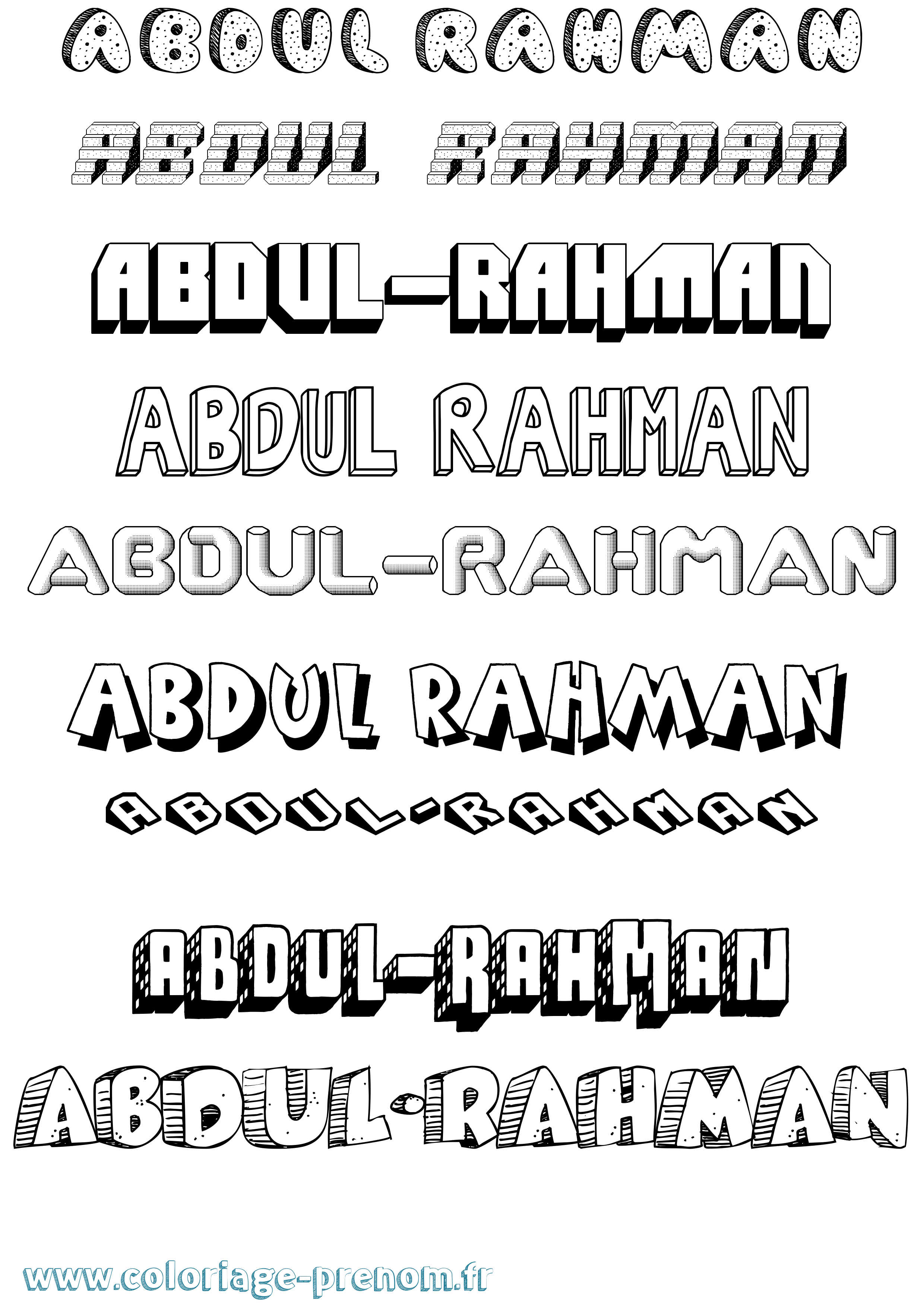 Coloriage prénom Abdul-Rahman Effet 3D