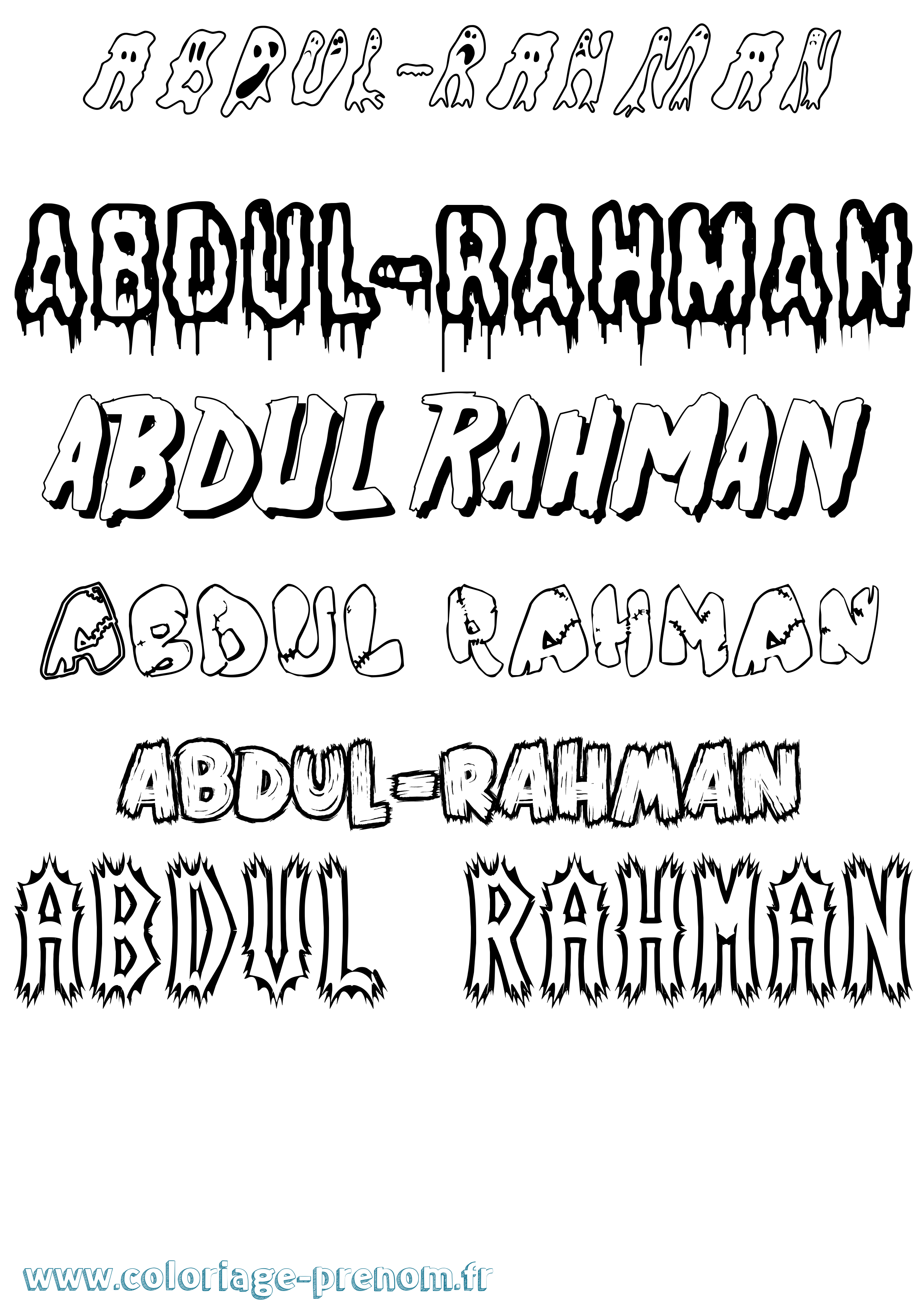 Coloriage prénom Abdul-Rahman Frisson