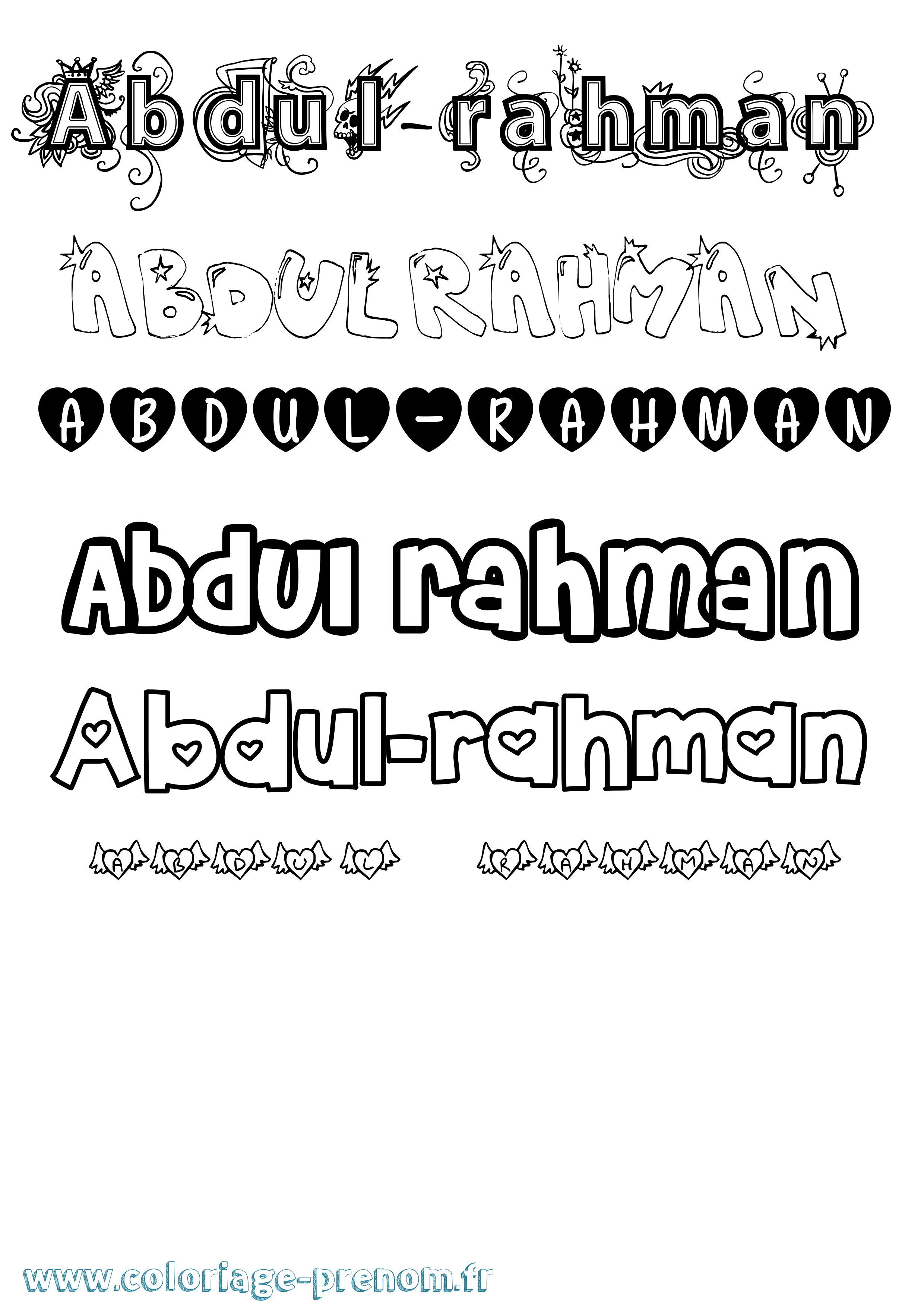 Coloriage prénom Abdul-Rahman Girly