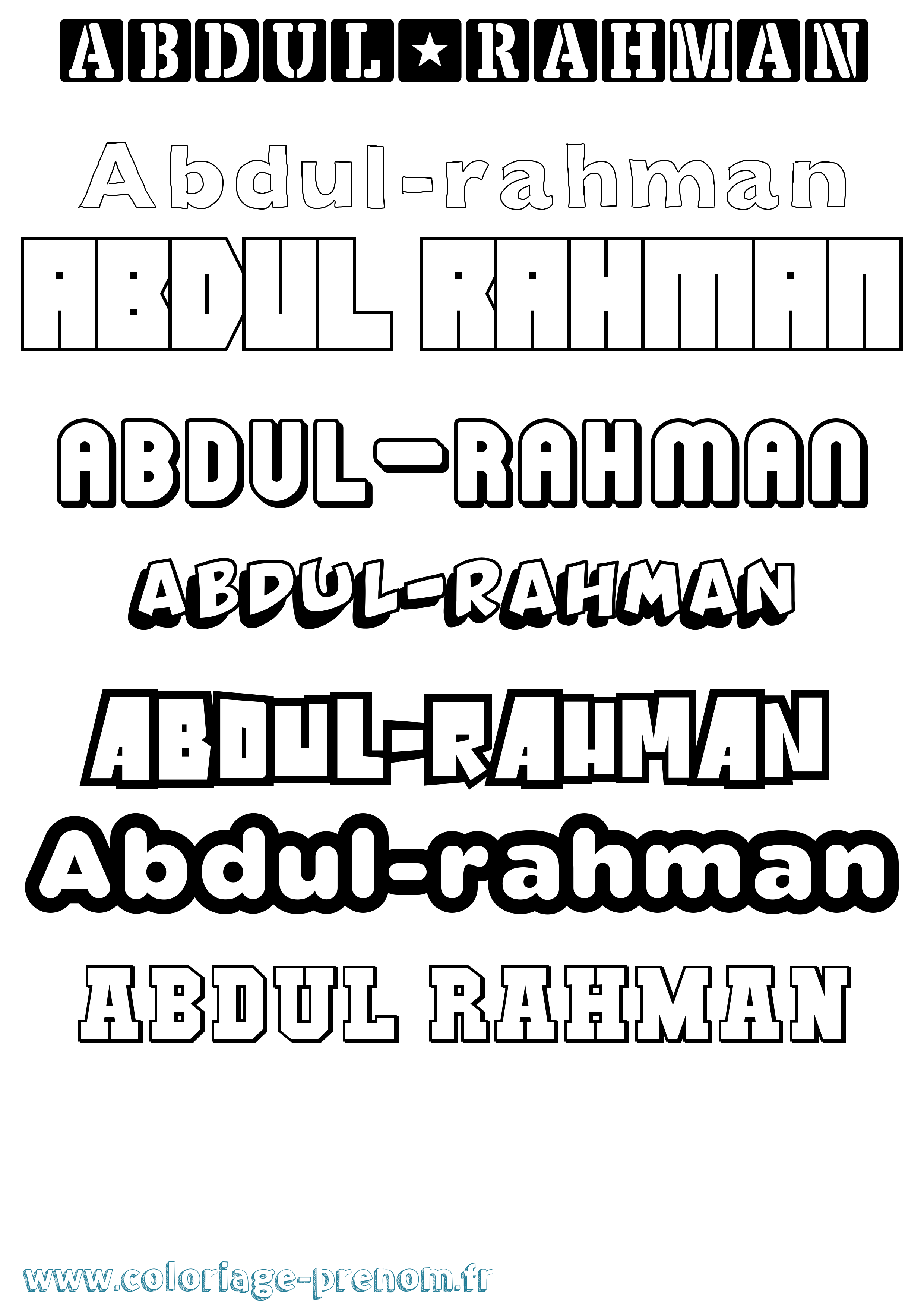 Coloriage prénom Abdul-Rahman Simple