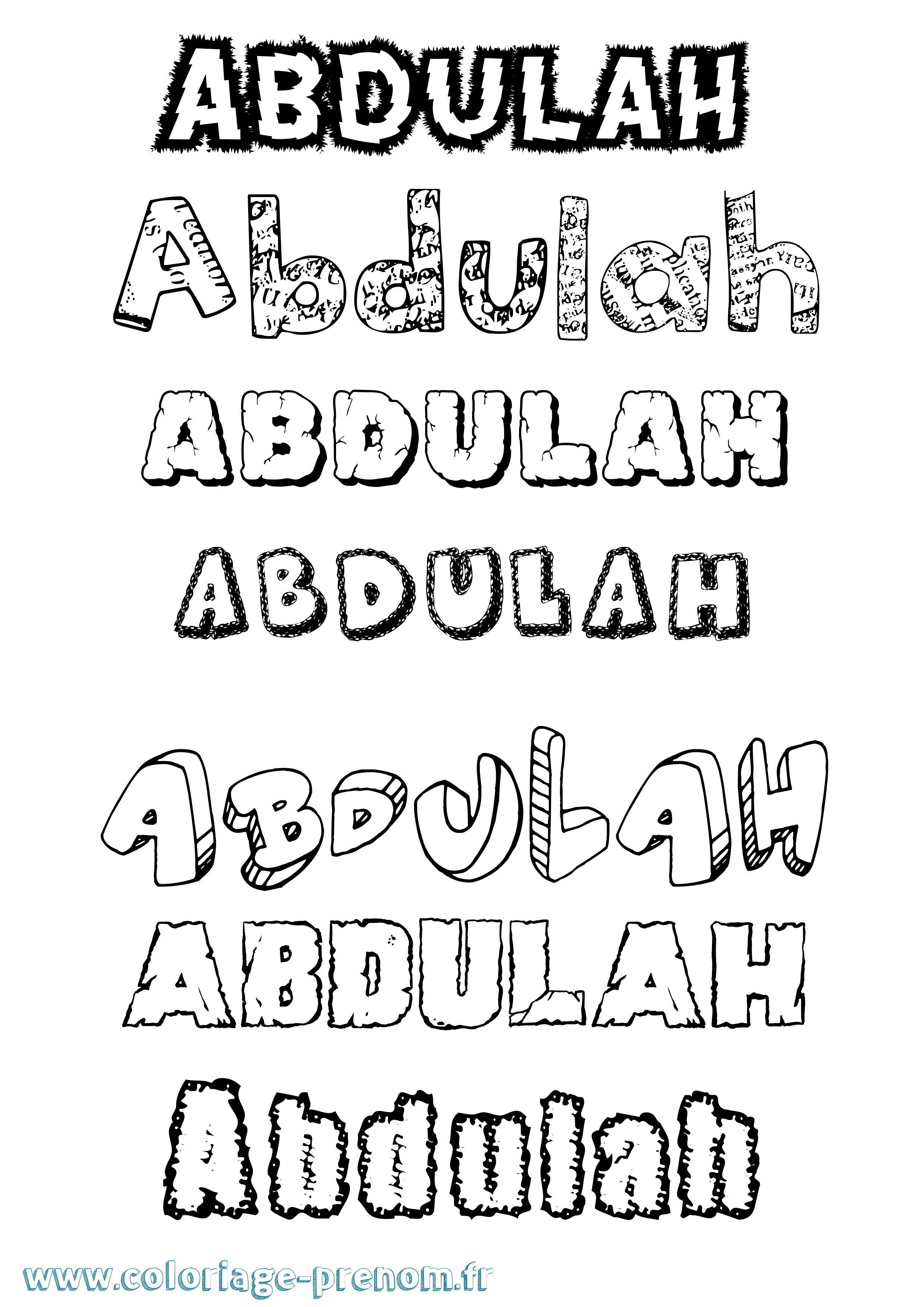 Coloriage prénom Abdulah Destructuré