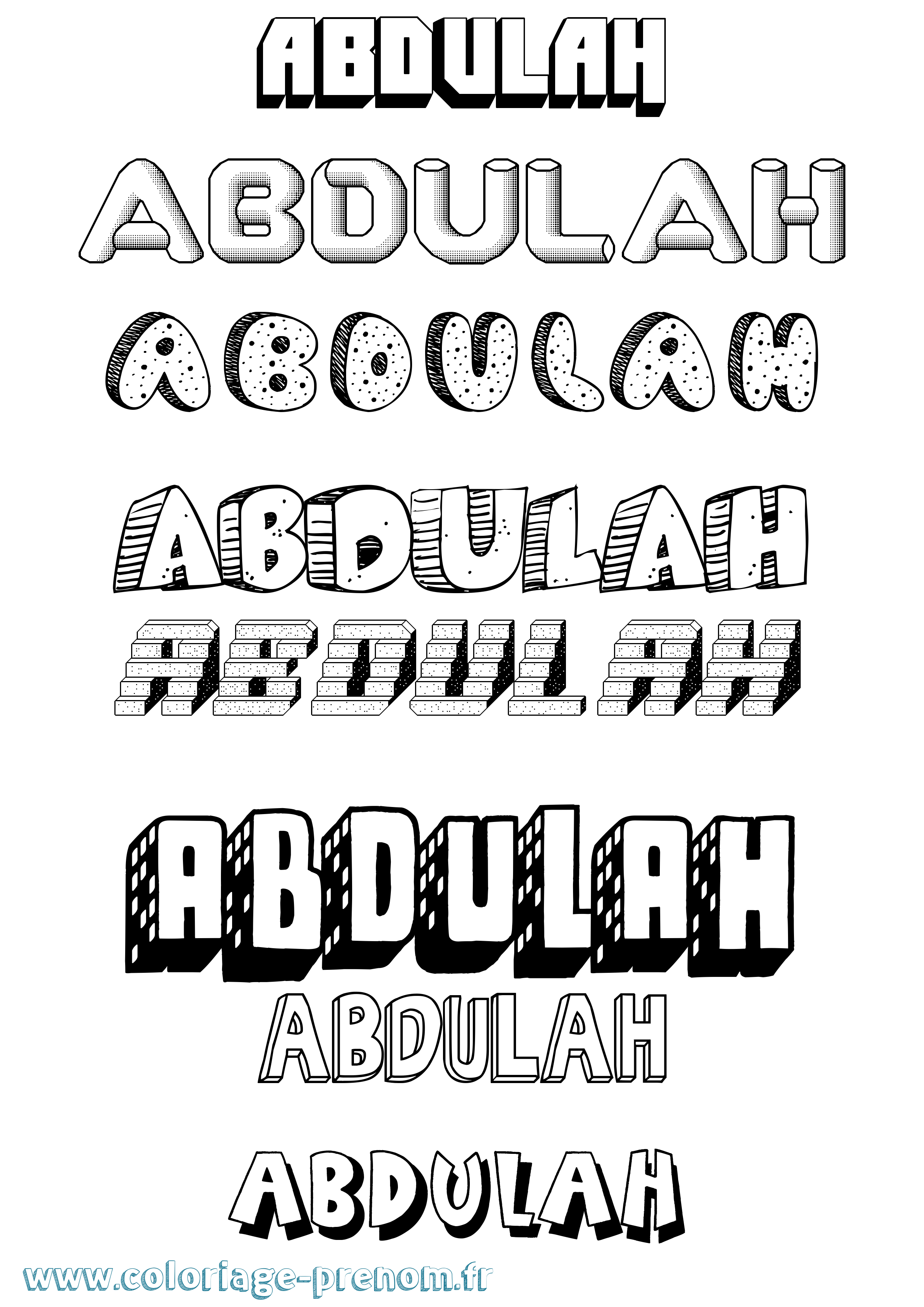 Coloriage prénom Abdulah Effet 3D