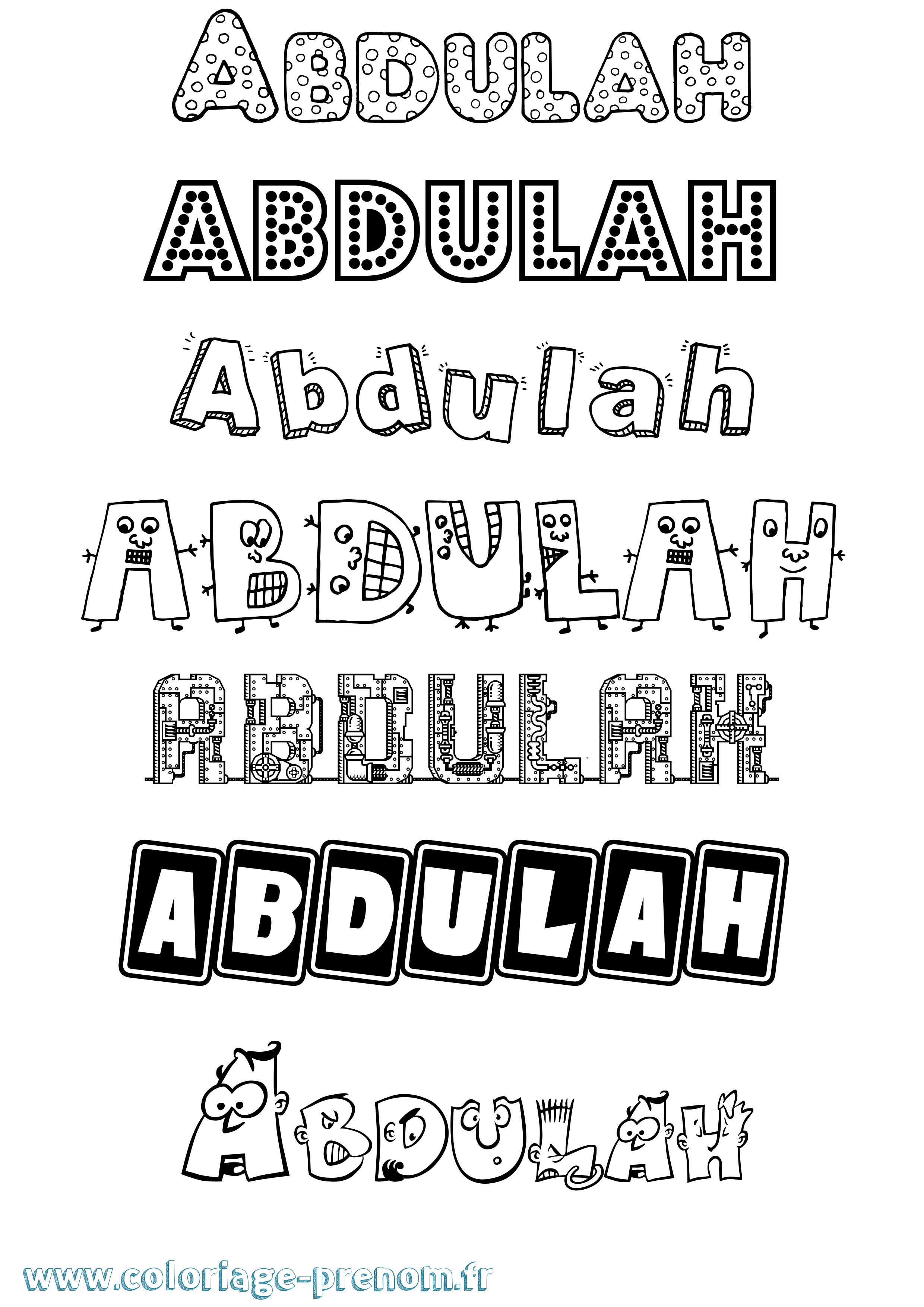 Coloriage prénom Abdulah Fun
