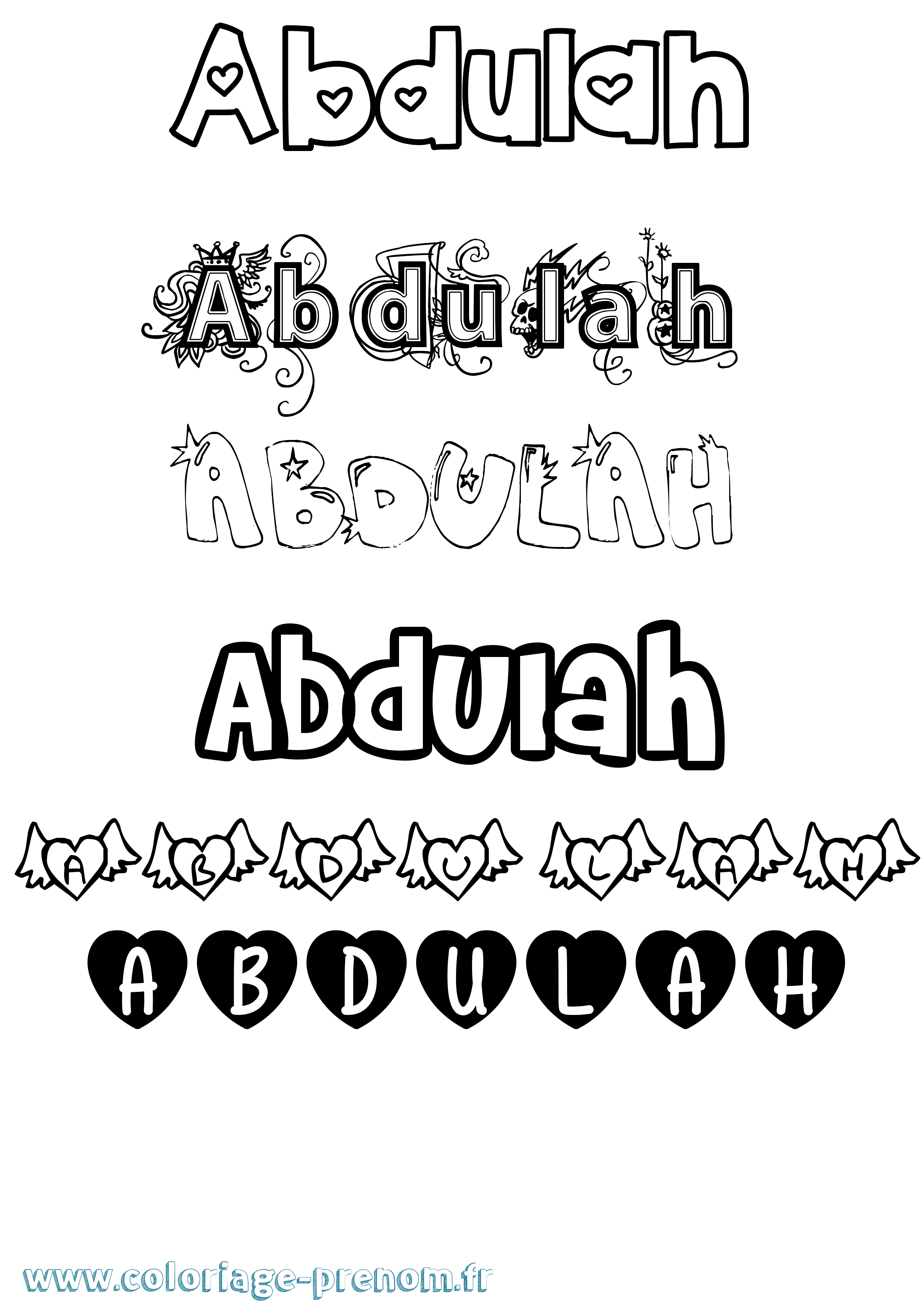 Coloriage prénom Abdulah Girly