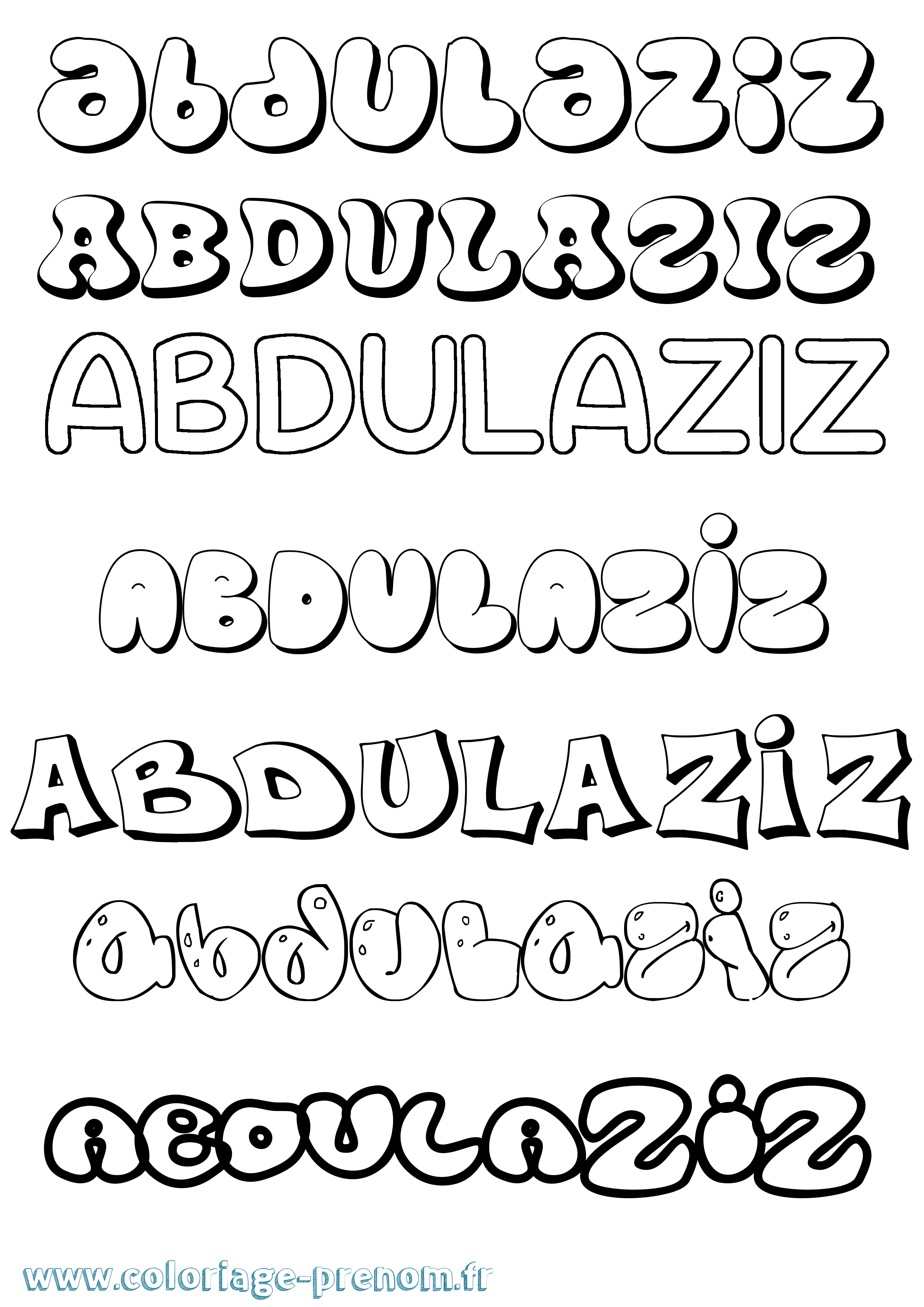 Coloriage prénom Abdulaziz Bubble