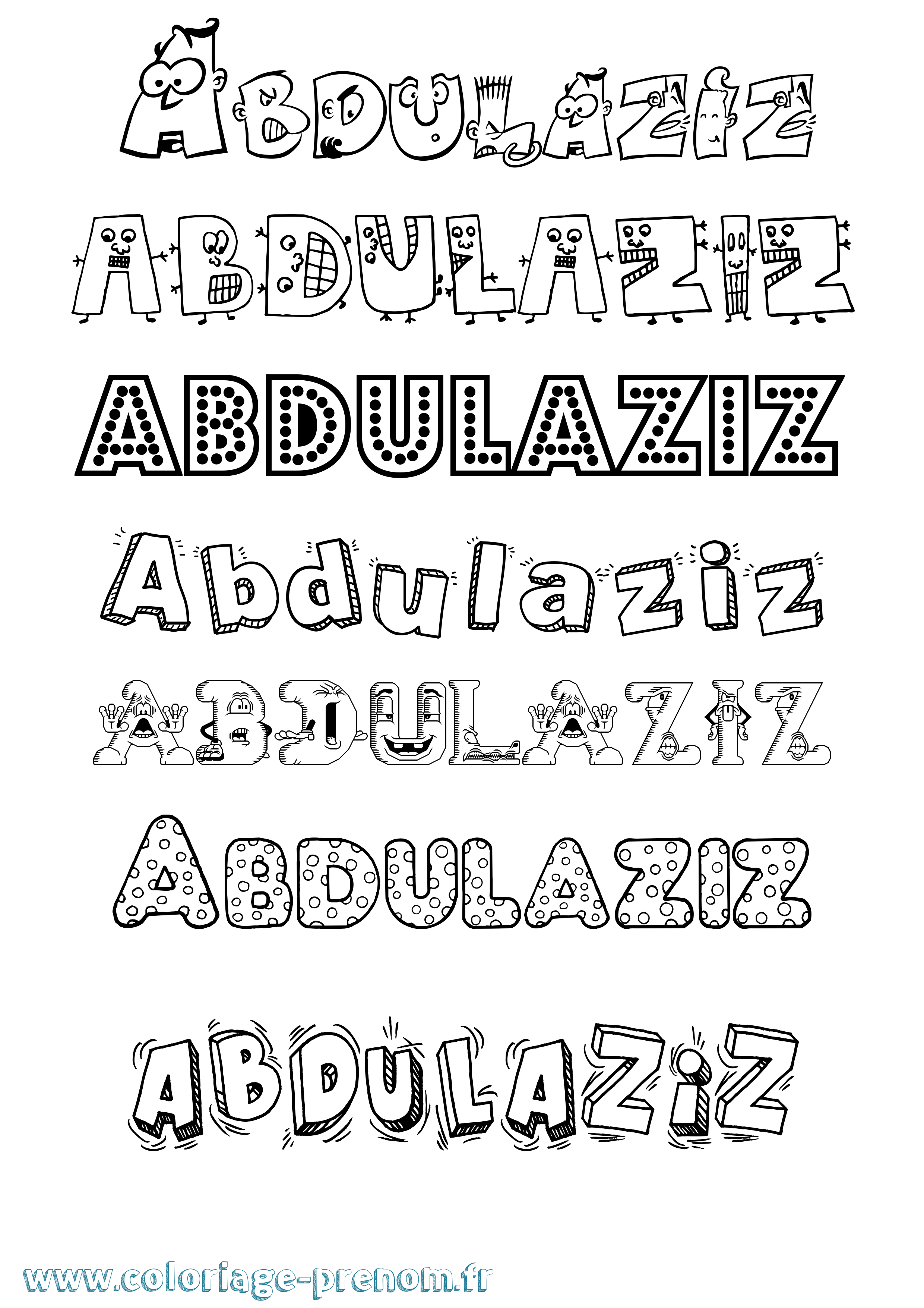 Coloriage prénom Abdulaziz Fun