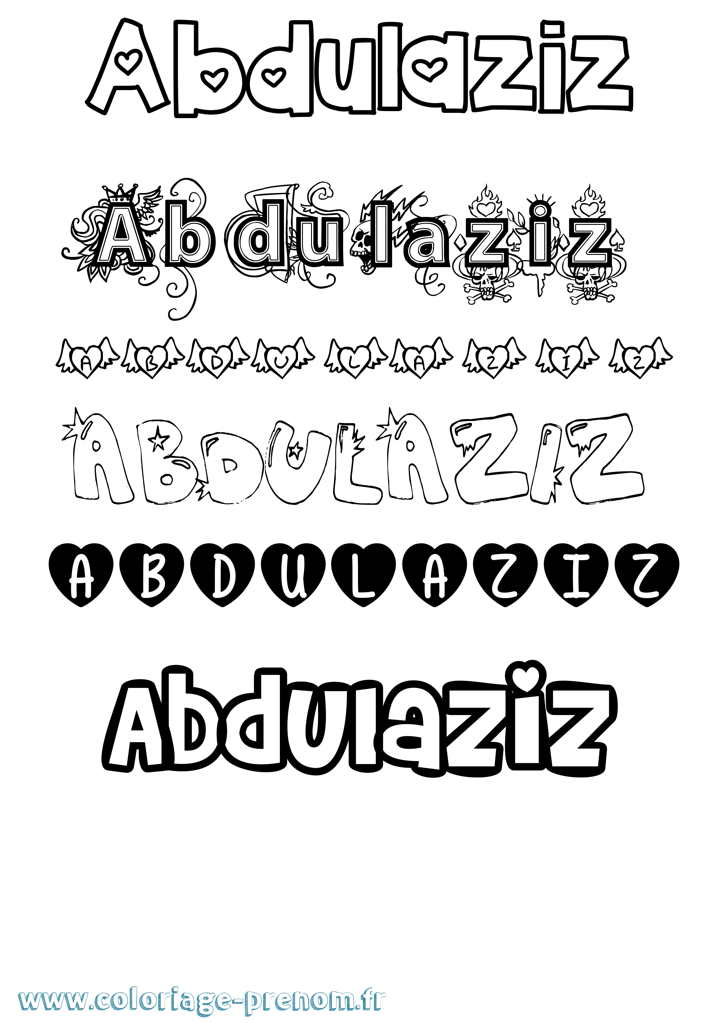 Coloriage prénom Abdulaziz Girly