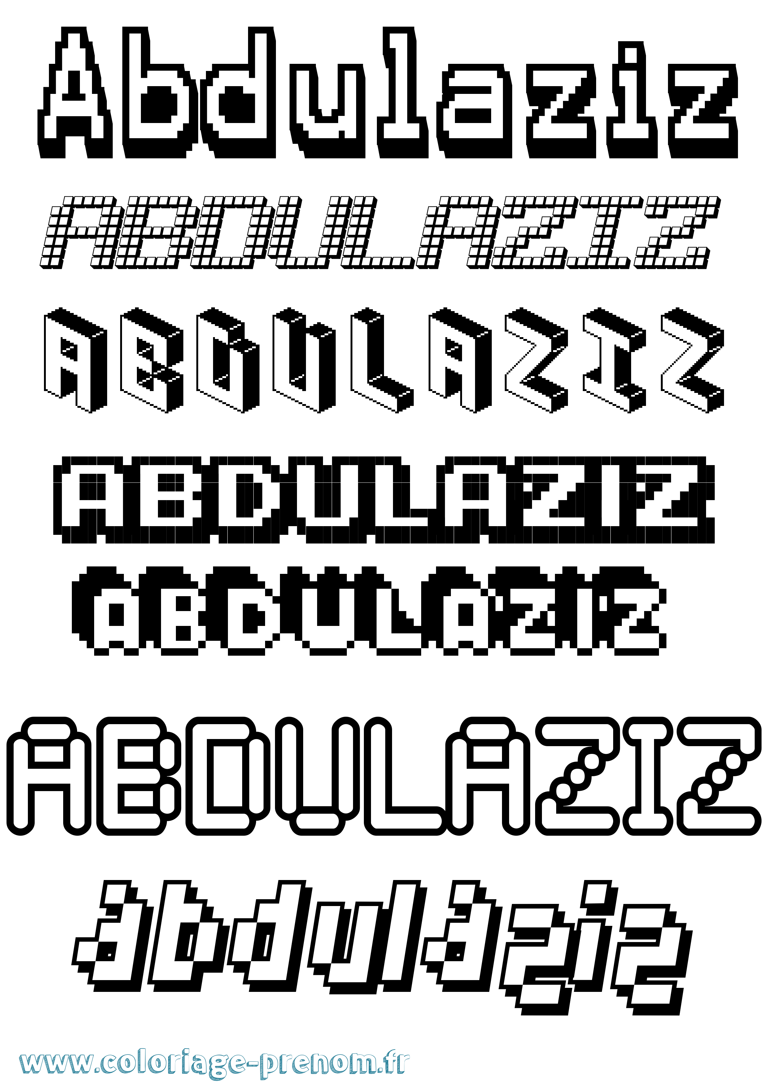 Coloriage prénom Abdulaziz Pixel