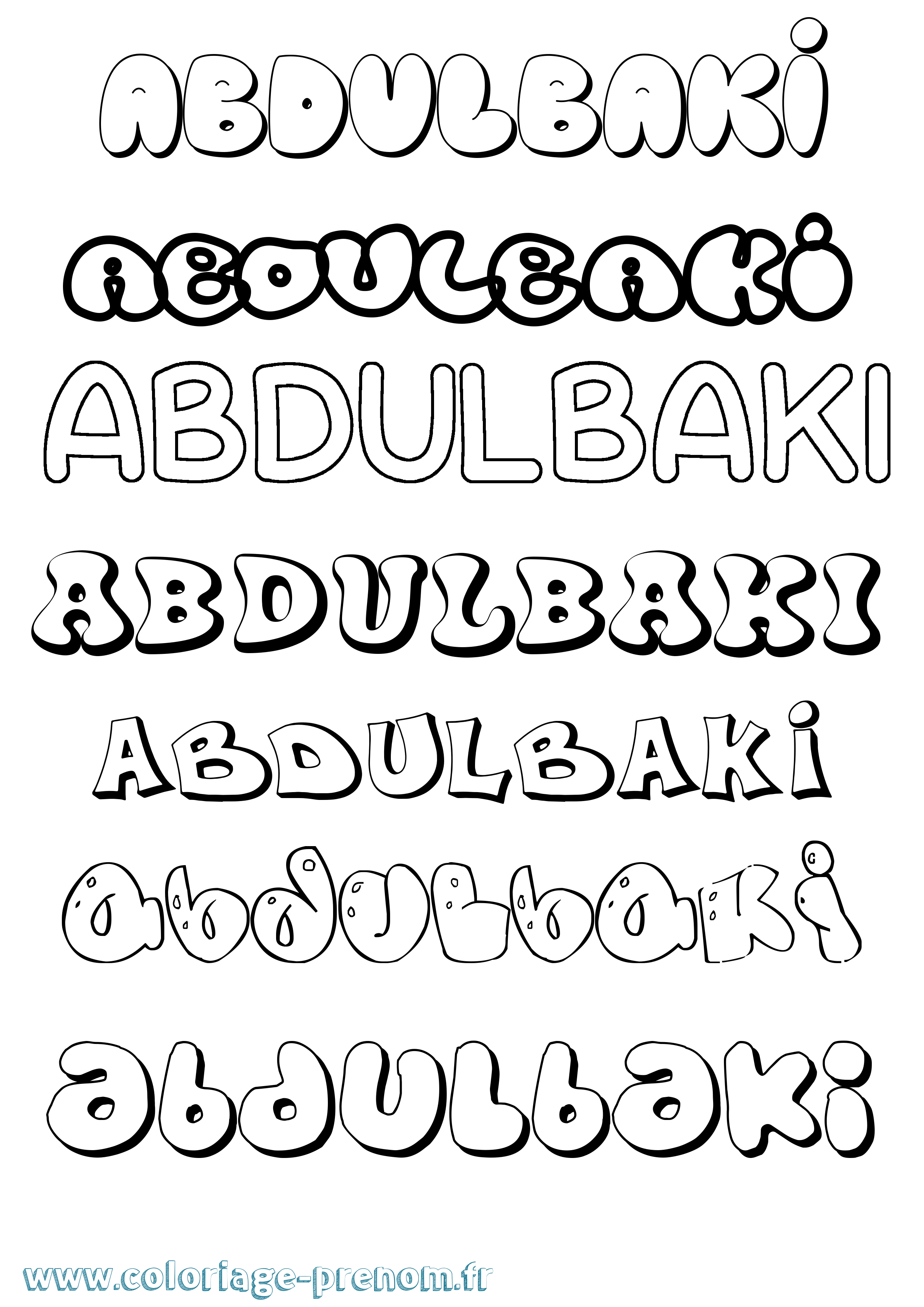 Coloriage prénom Abdulbaki Bubble