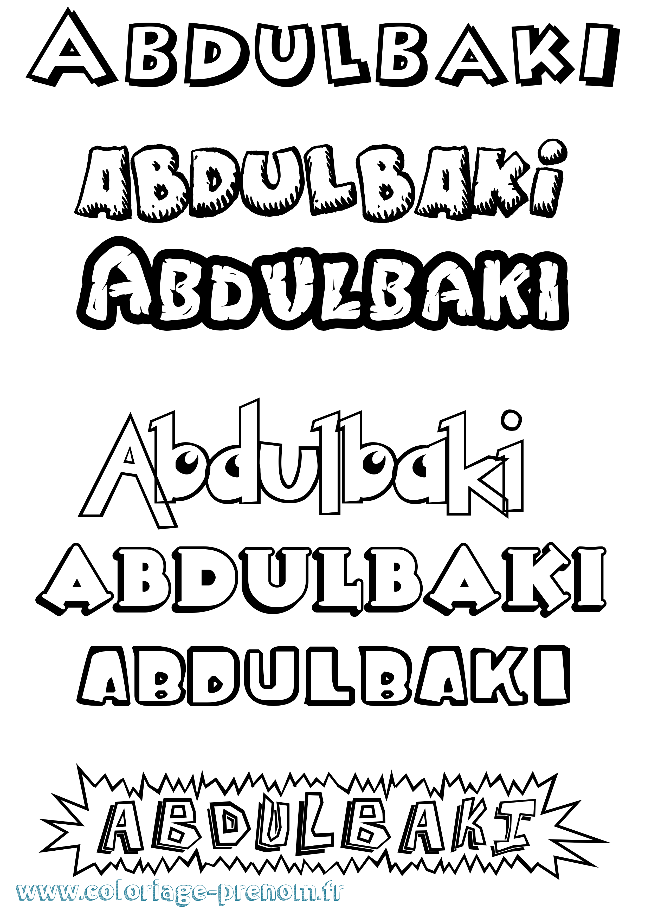 Coloriage prénom Abdulbaki Dessin Animé