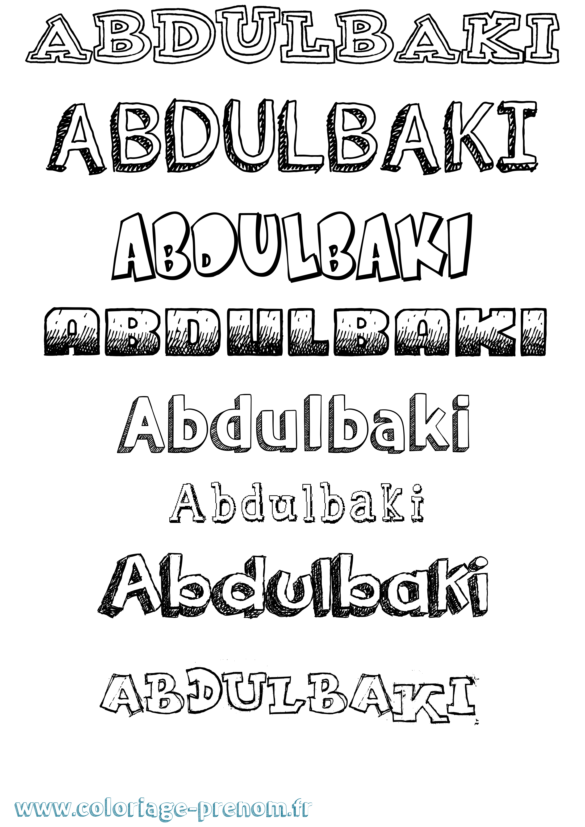 Coloriage prénom Abdulbaki Dessiné