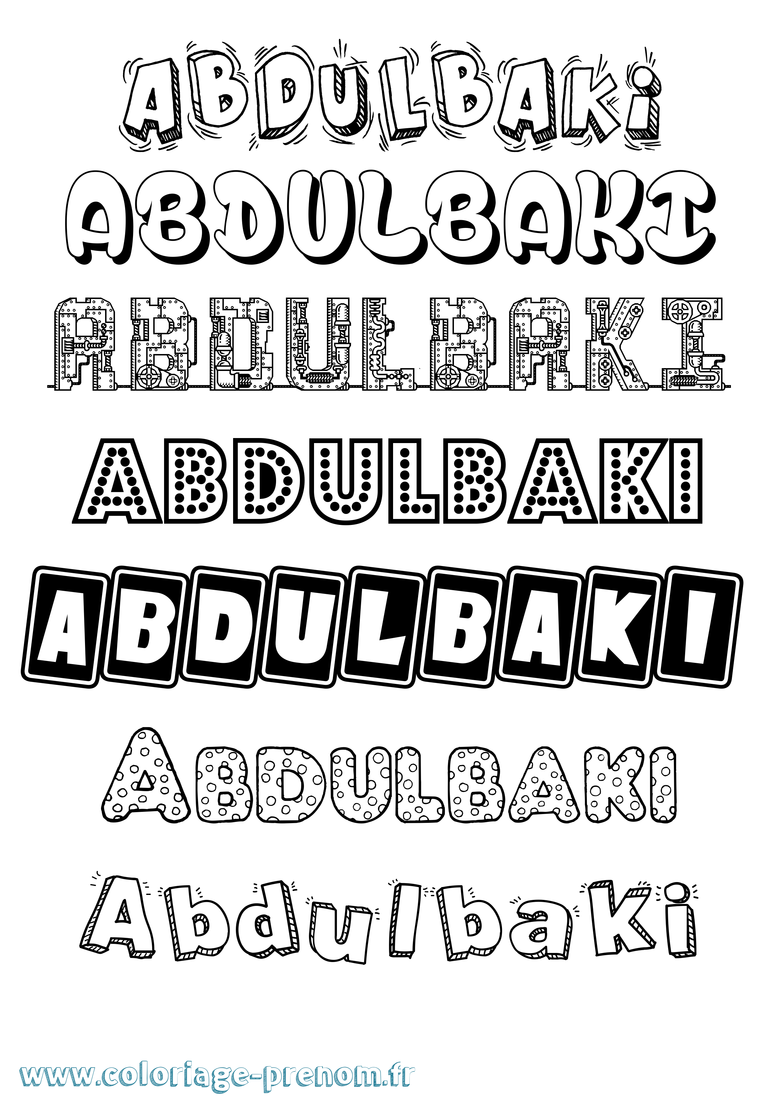 Coloriage prénom Abdulbaki Fun