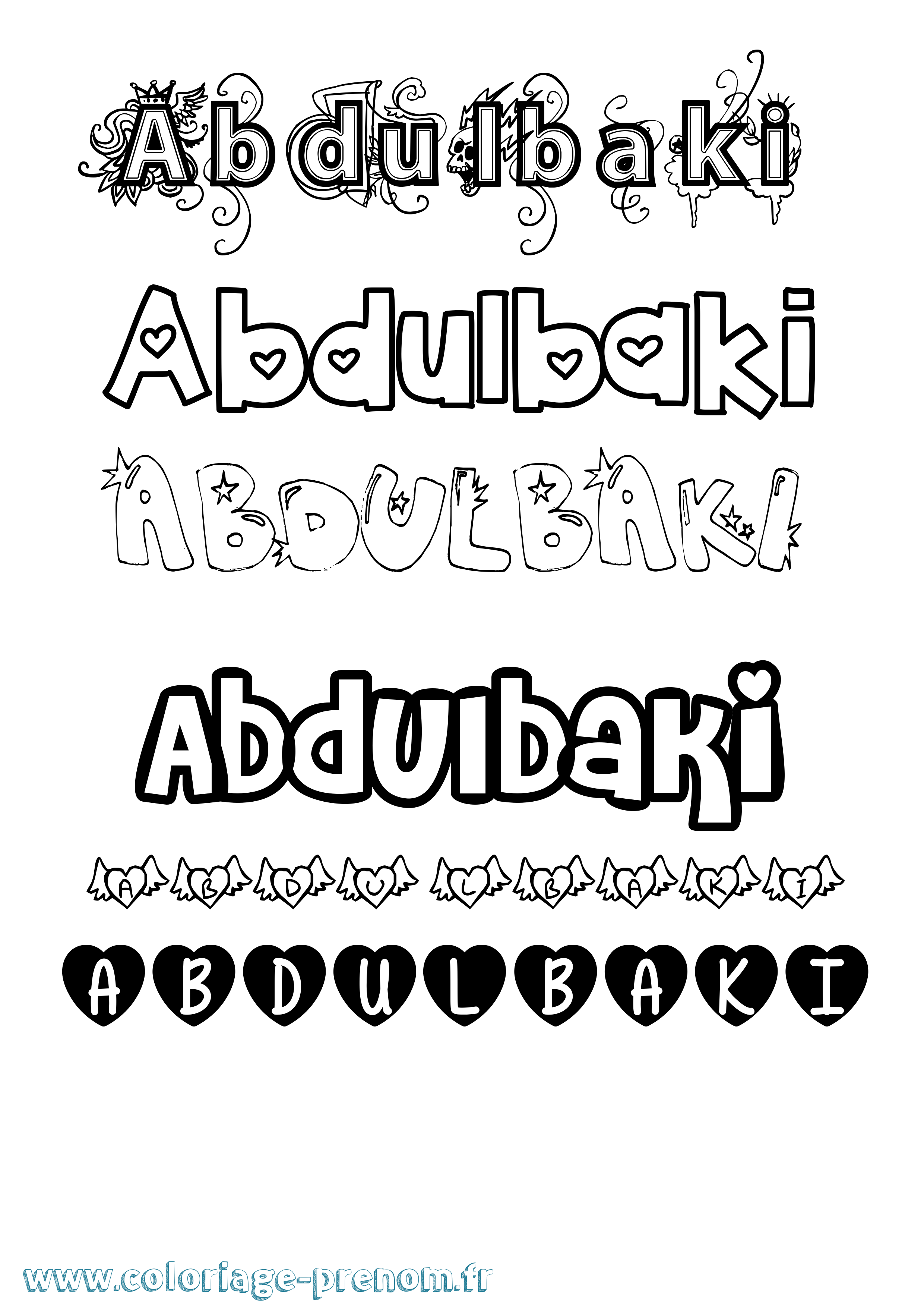 Coloriage prénom Abdulbaki Girly