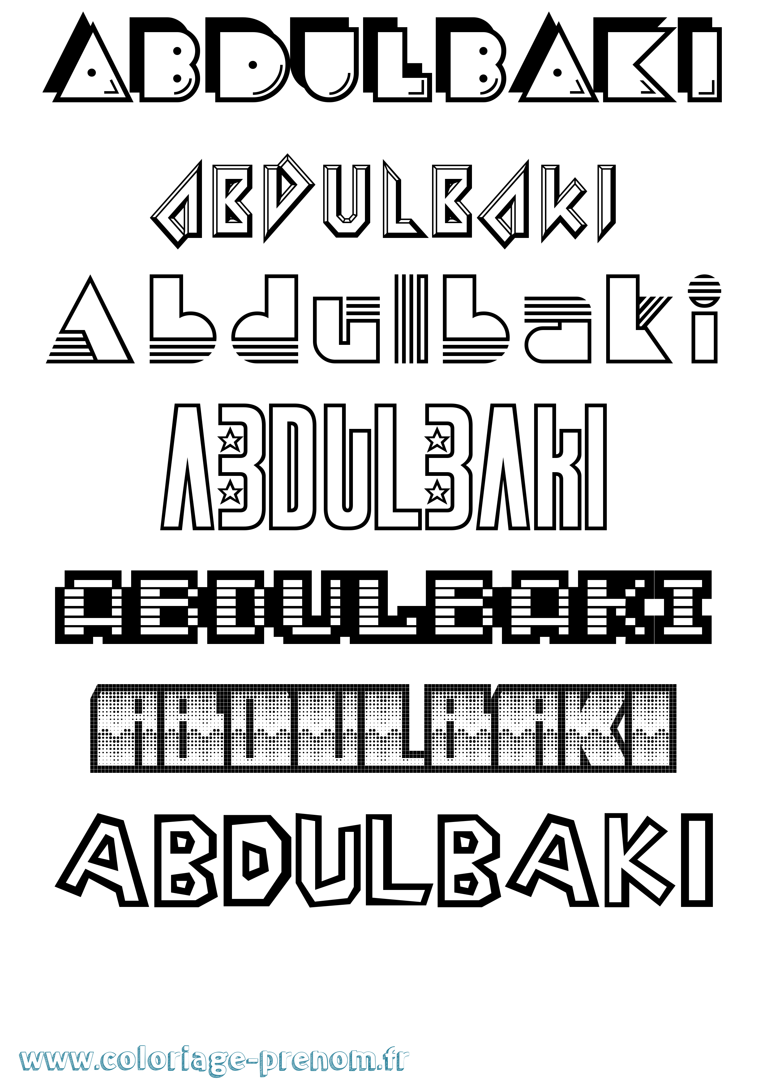 Coloriage prénom Abdulbaki Jeux Vidéos