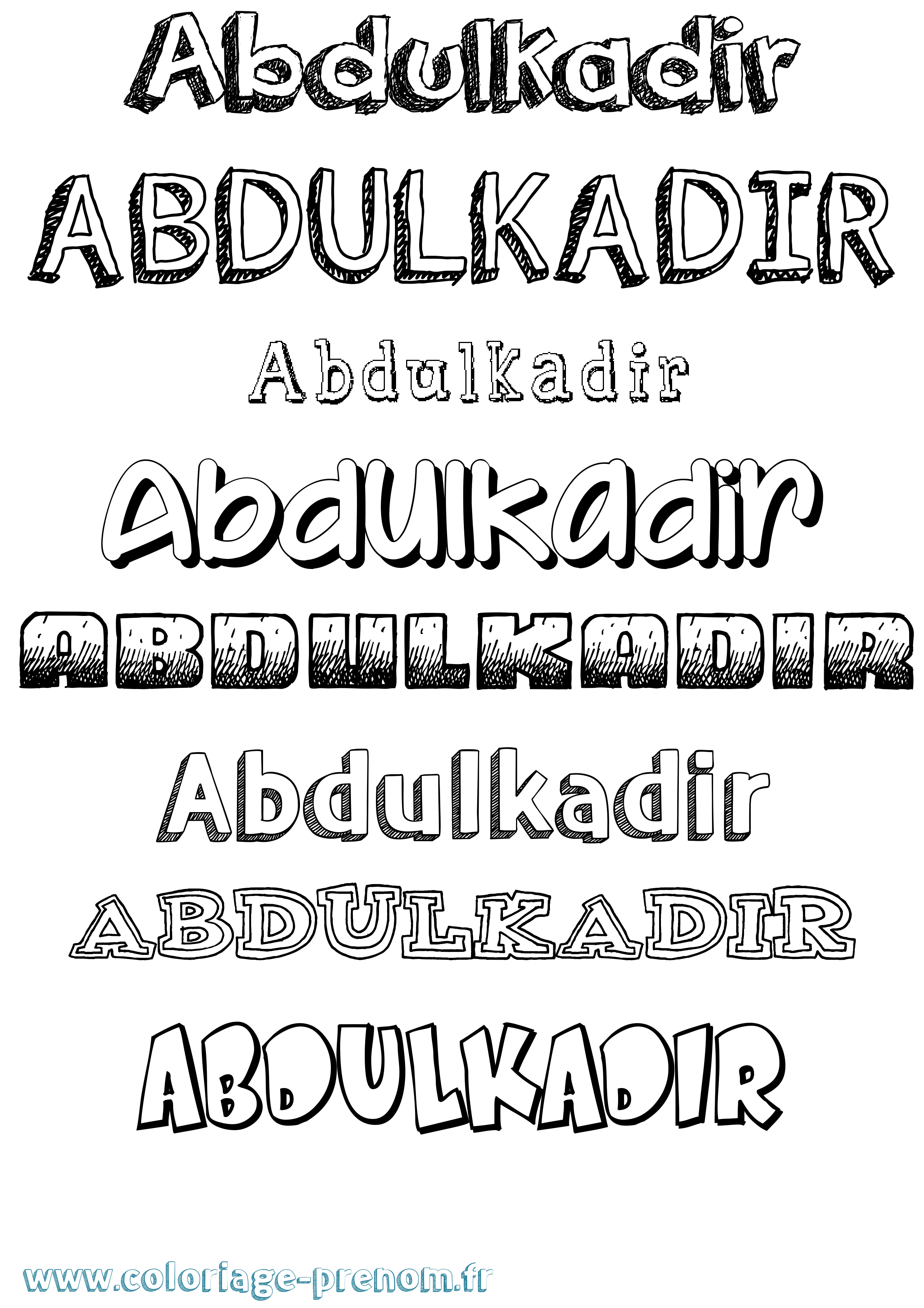 Coloriage prénom Abdulkadir Dessiné