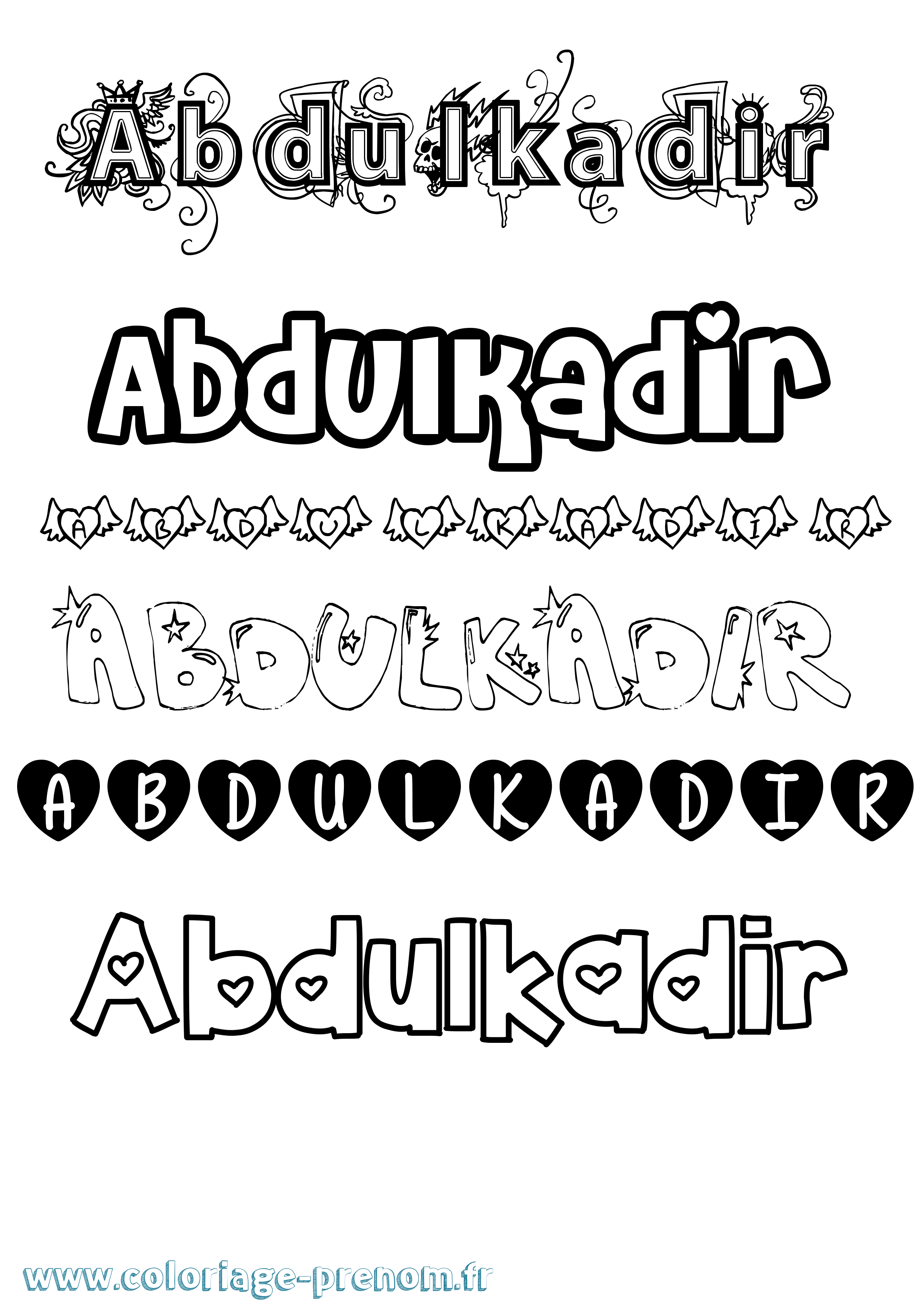 Coloriage prénom Abdulkadir Girly