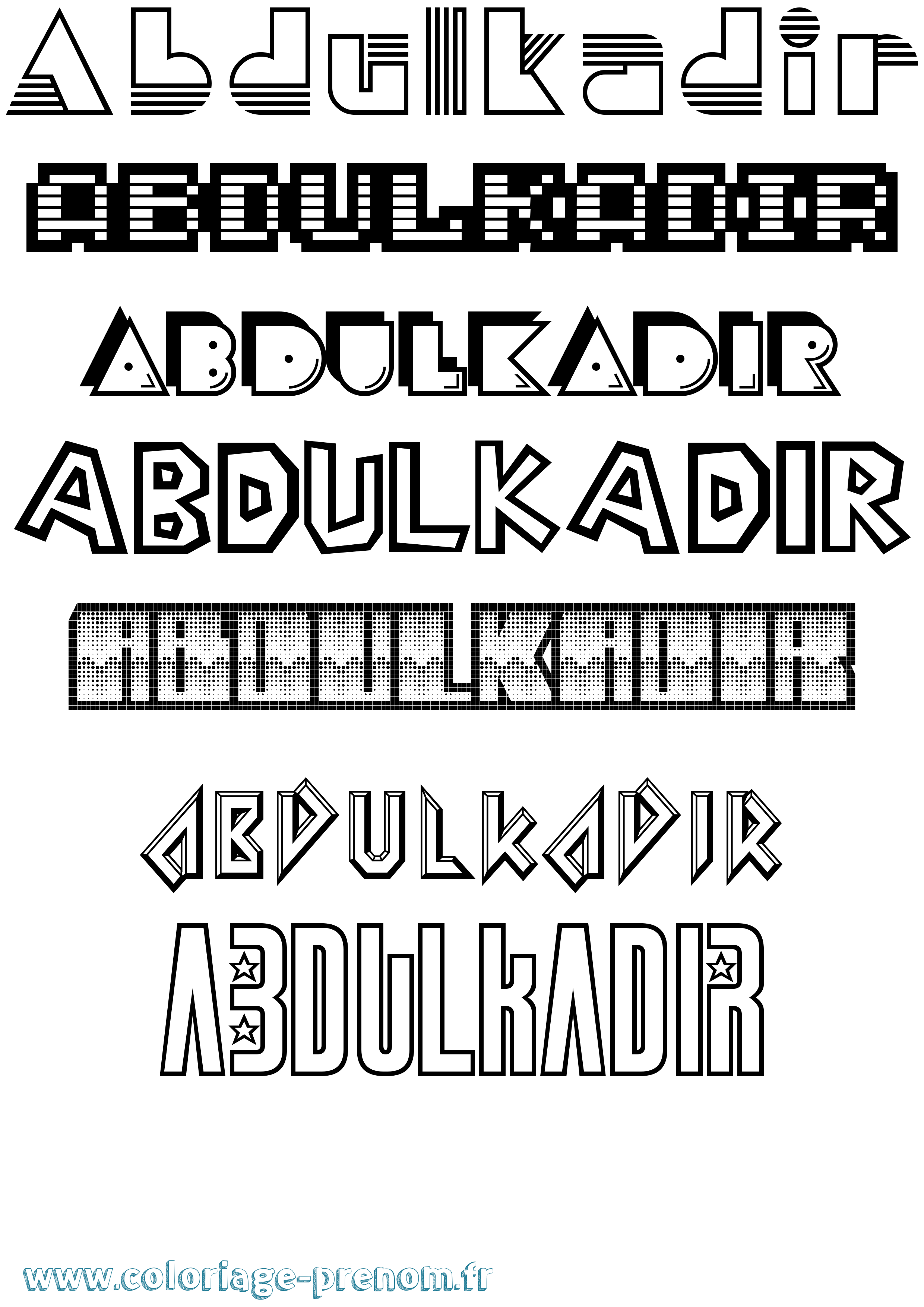 Coloriage prénom Abdulkadir Jeux Vidéos