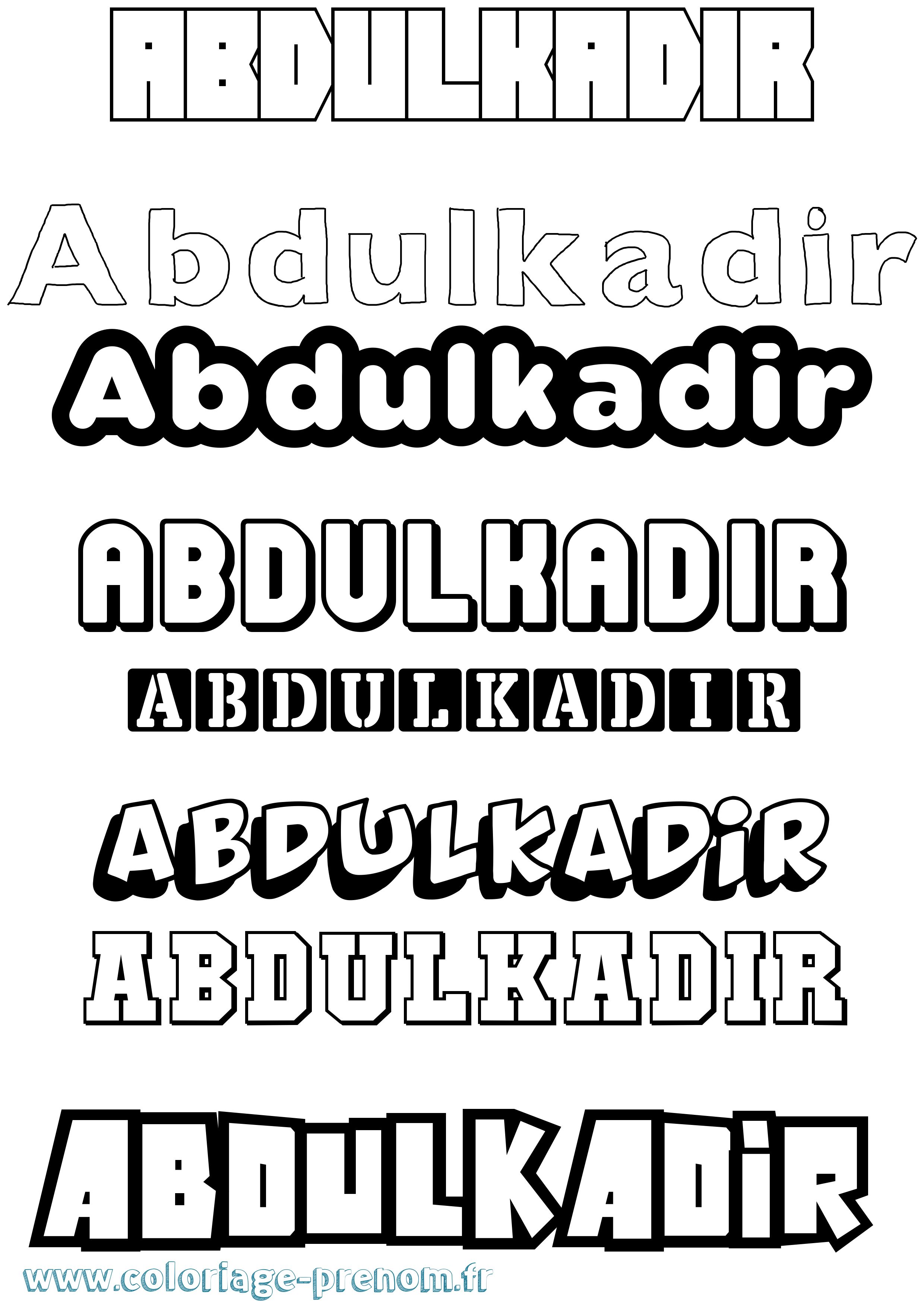 Coloriage prénom Abdulkadir Simple