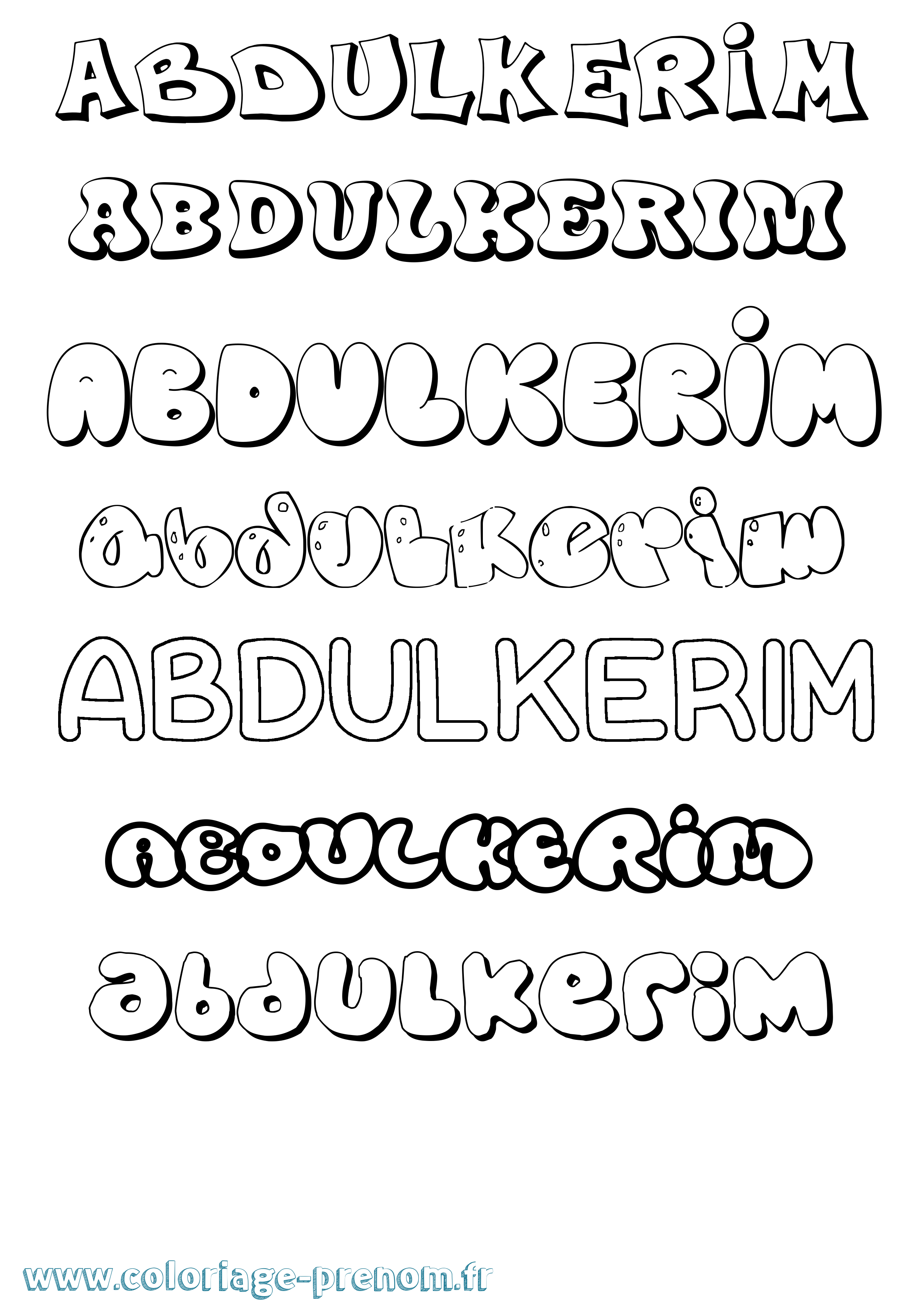 Coloriage prénom Abdulkerim Bubble