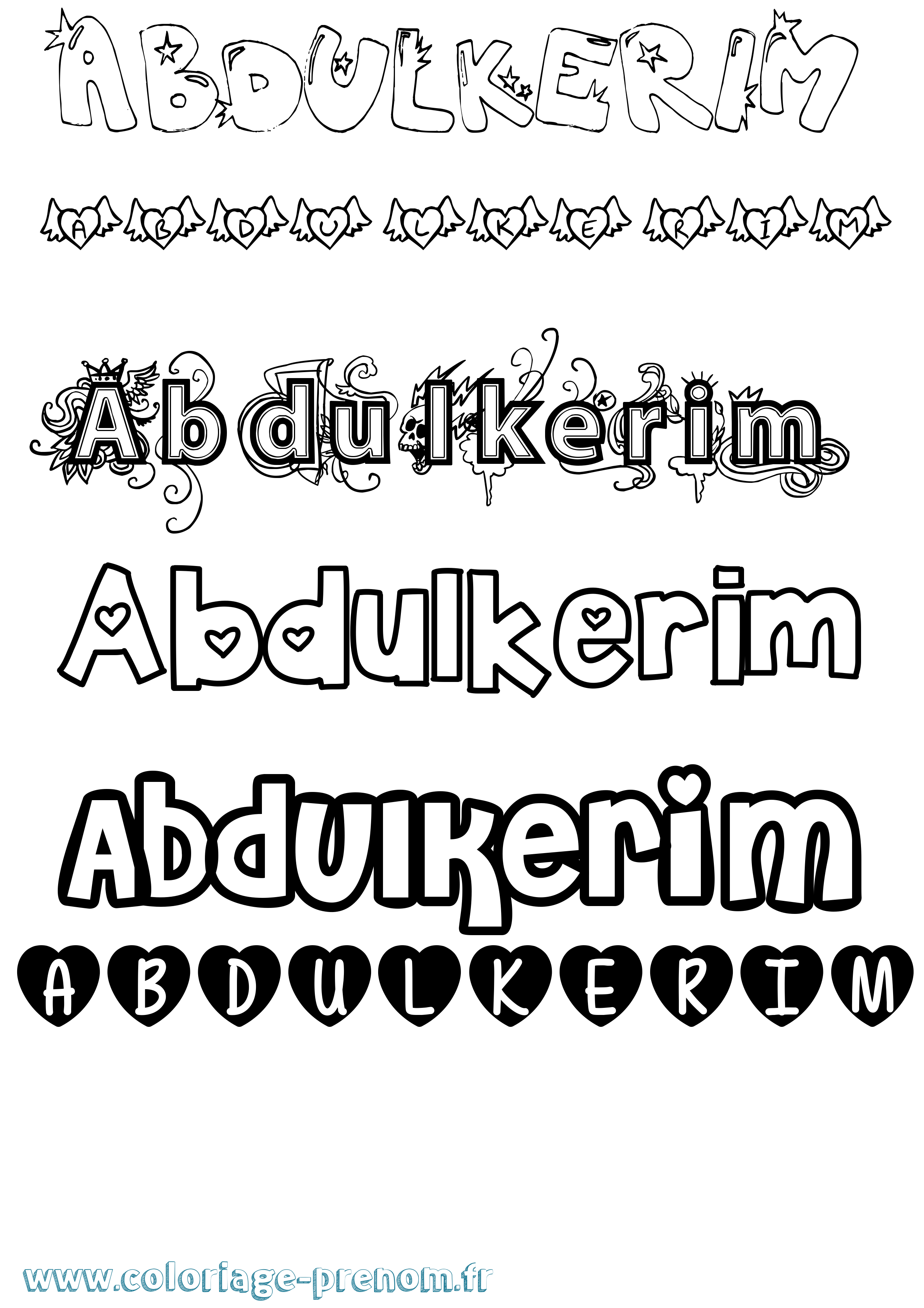 Coloriage prénom Abdulkerim Girly