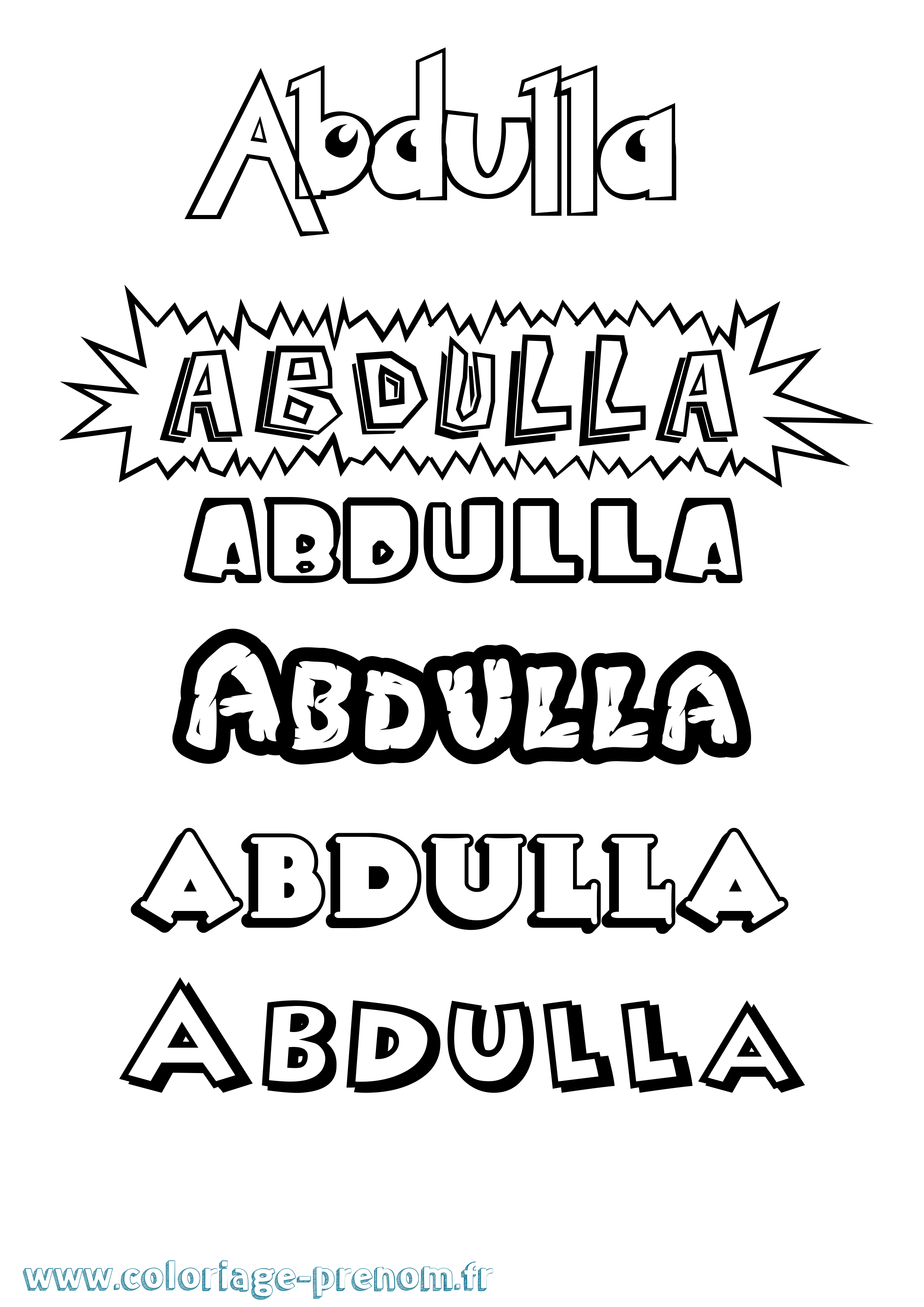 Coloriage prénom Abdulla Dessin Animé
