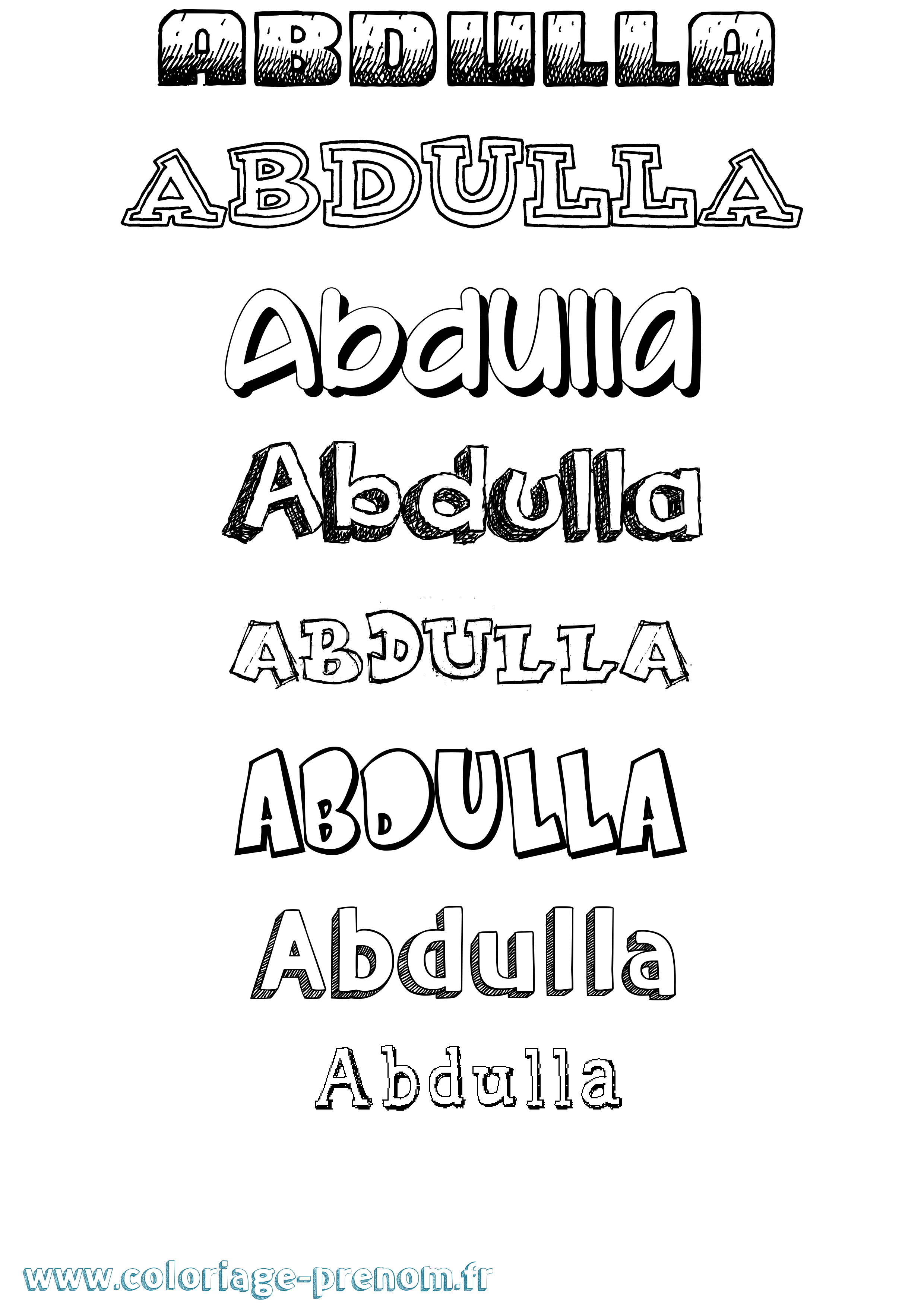 Coloriage prénom Abdulla Dessiné