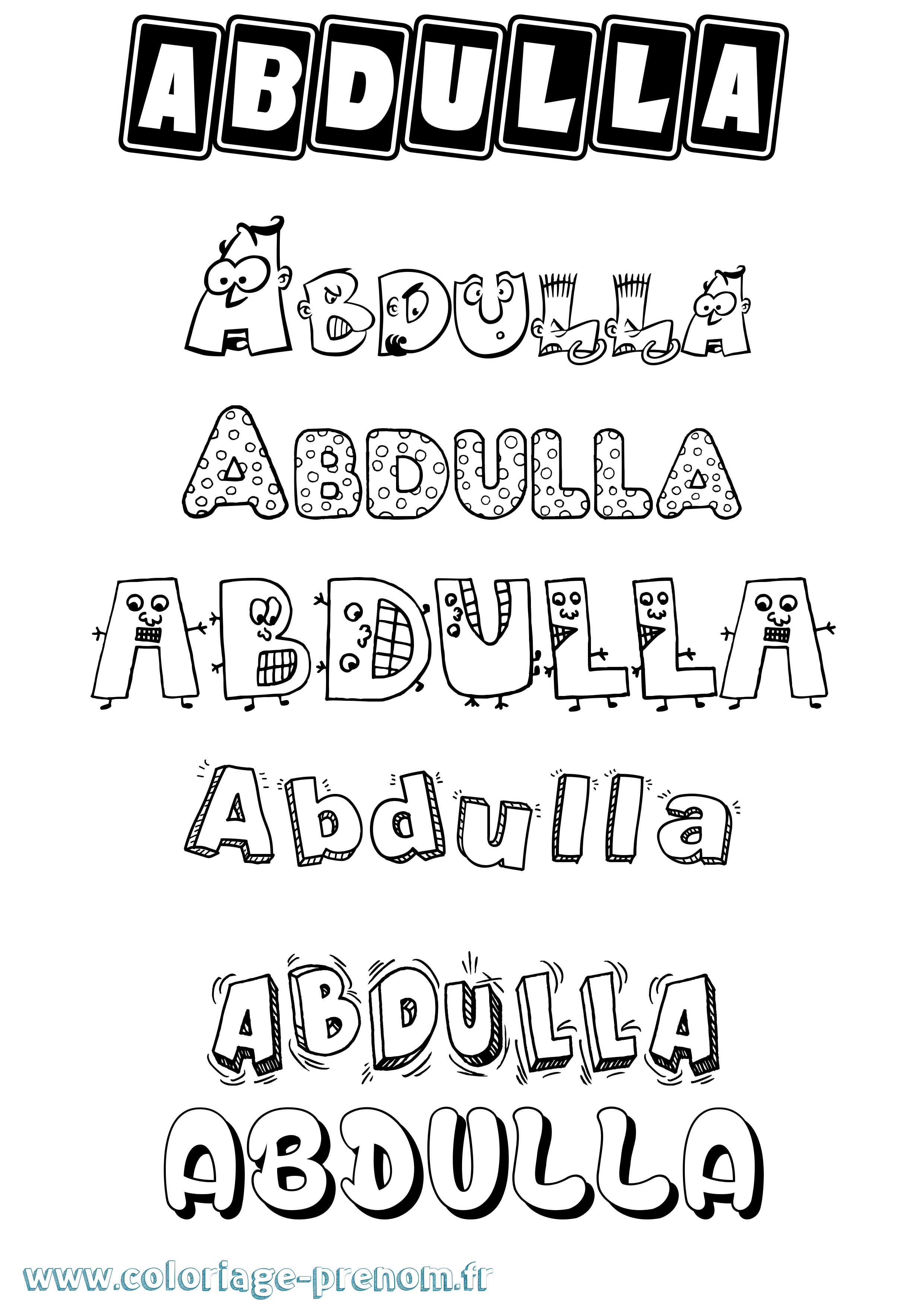 Coloriage prénom Abdulla Fun