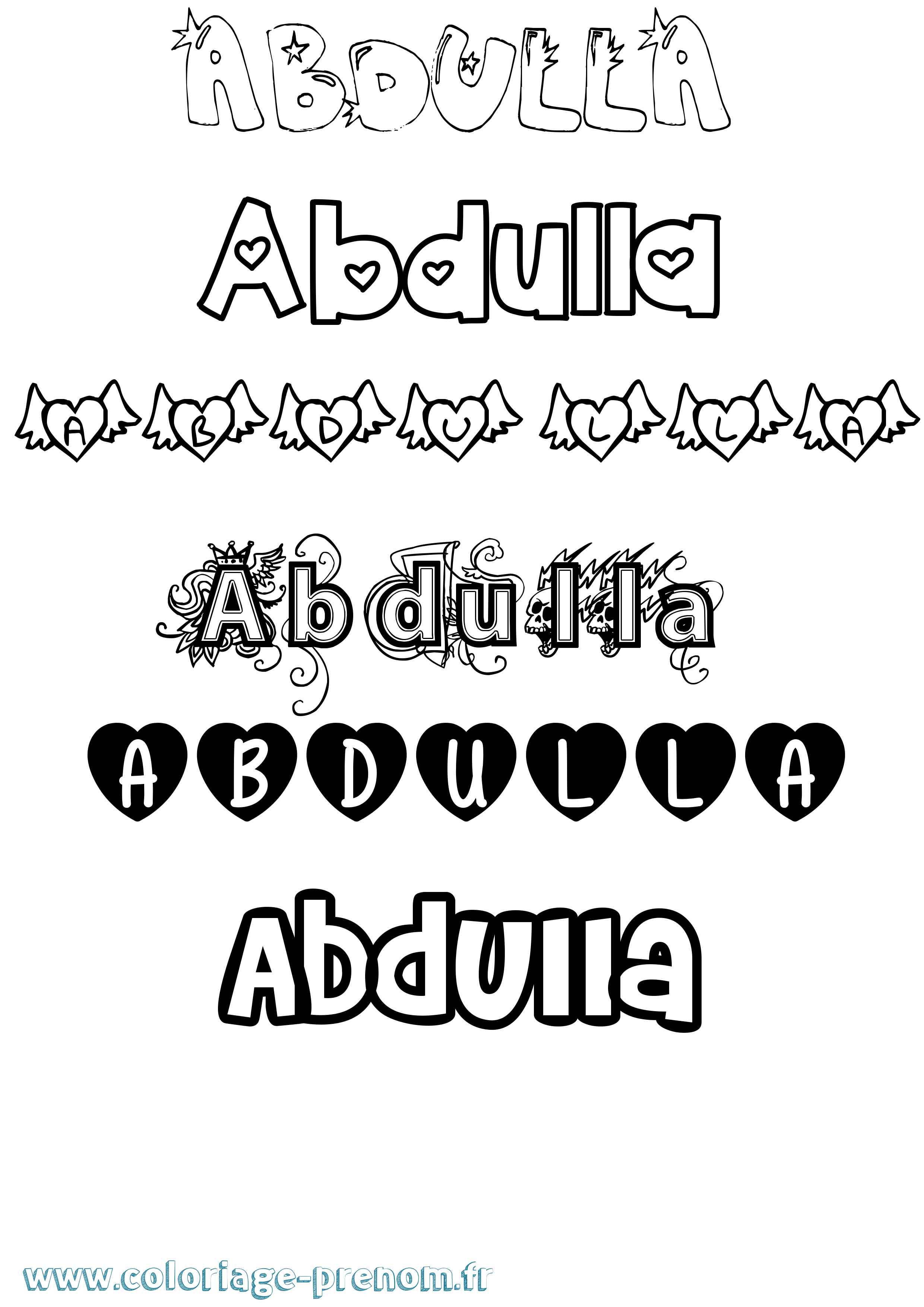 Coloriage prénom Abdulla Girly