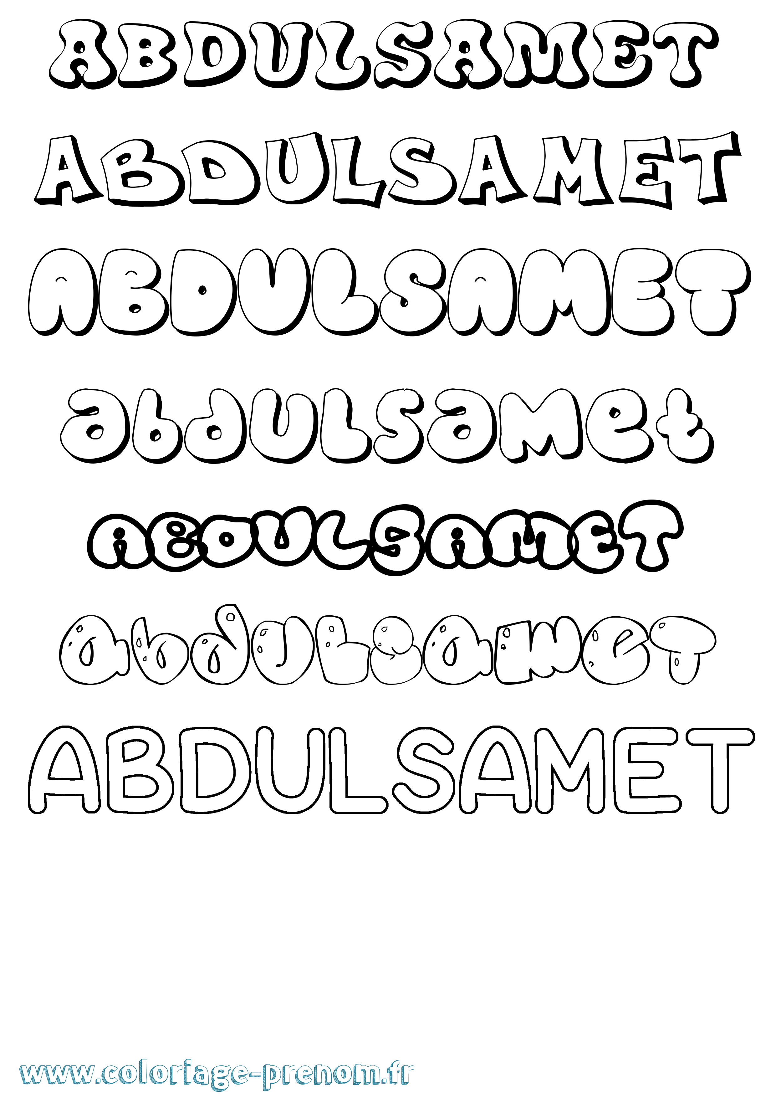 Coloriage prénom Abdulsamet Bubble