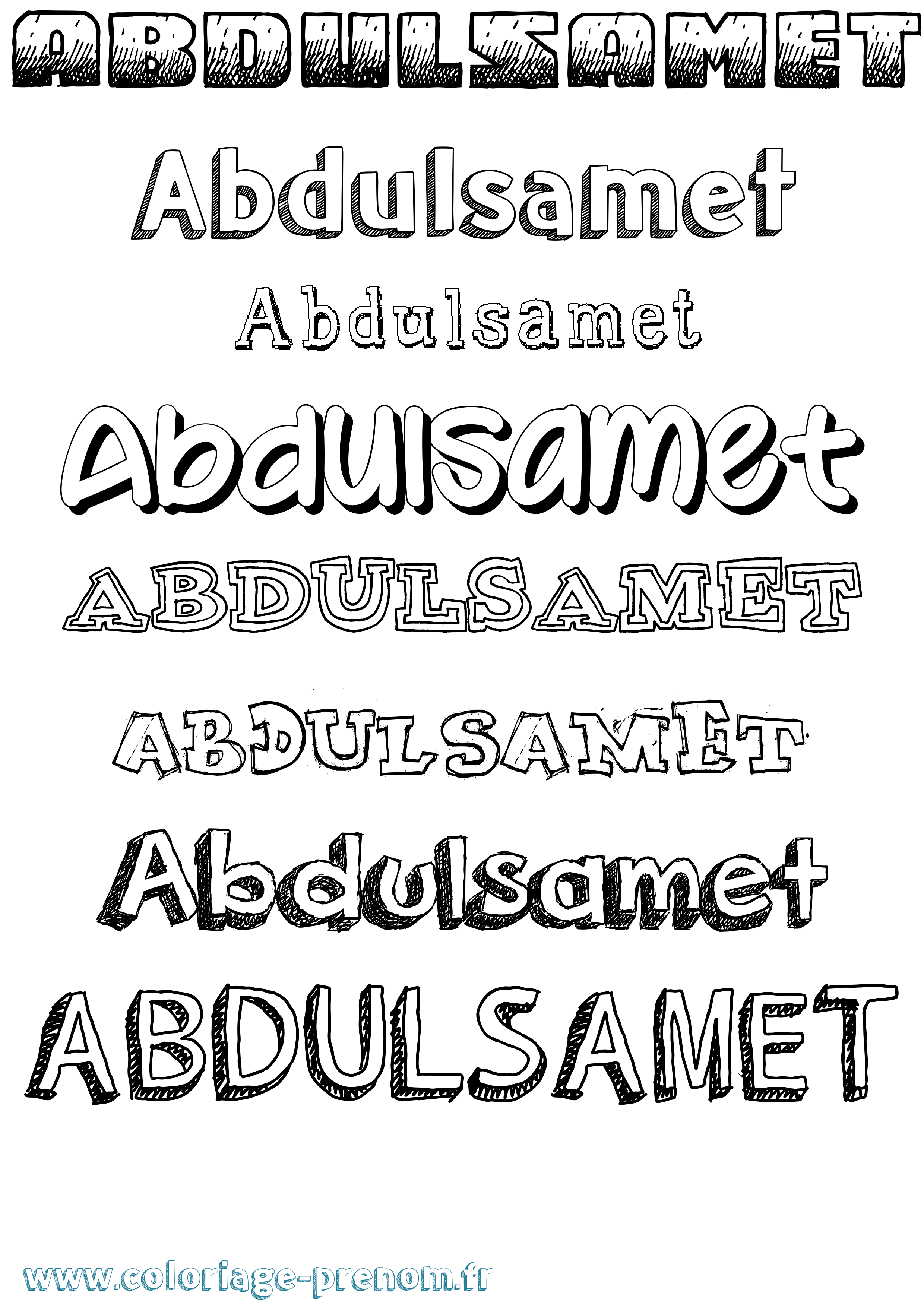 Coloriage prénom Abdulsamet Dessiné