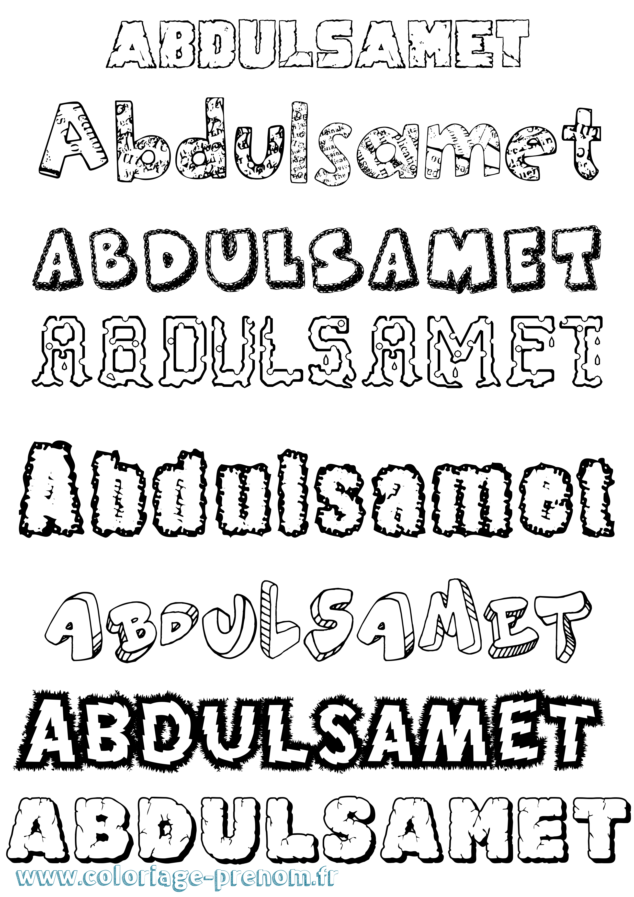 Coloriage prénom Abdulsamet Destructuré