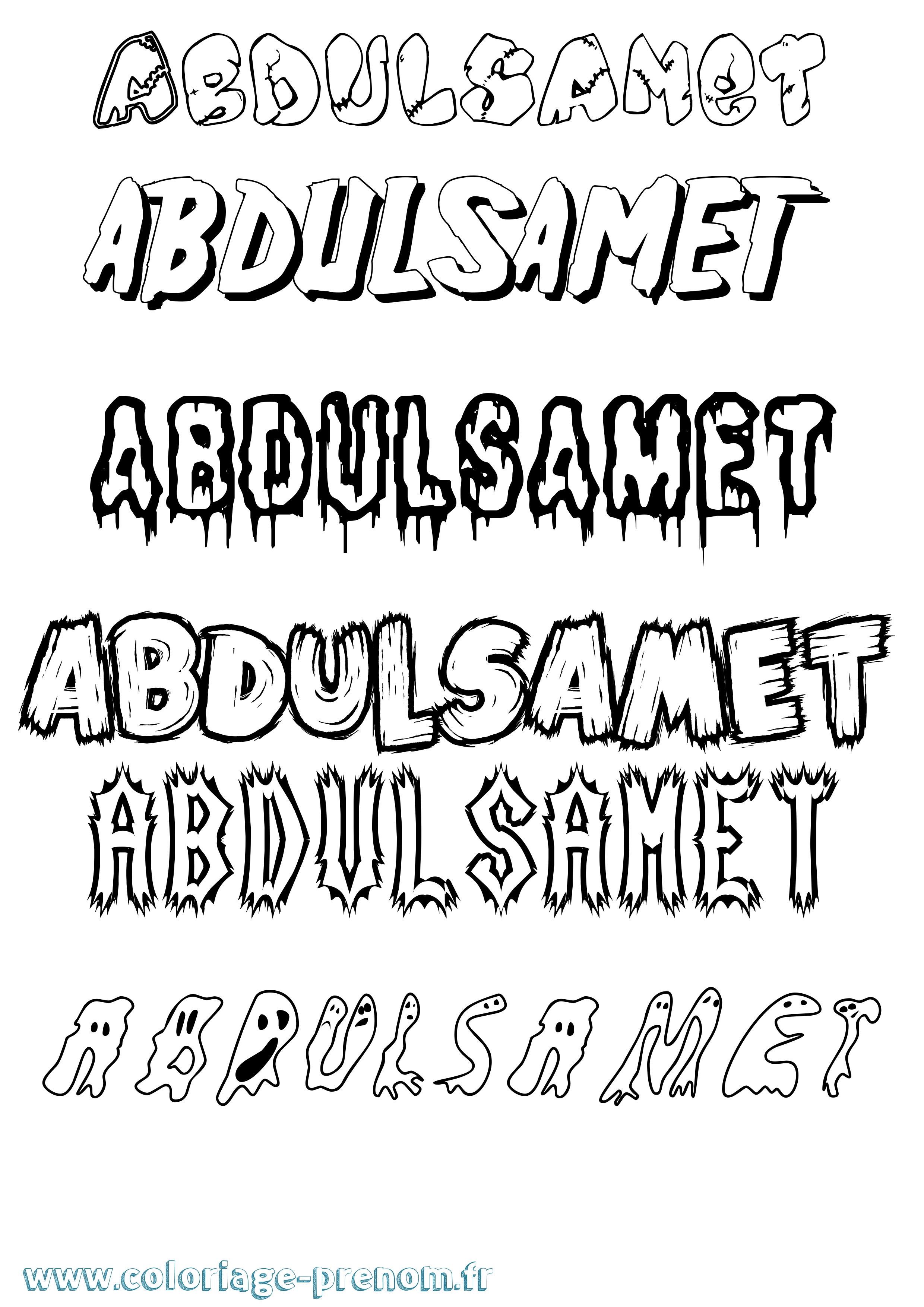 Coloriage Abdulsamet Frisson Coloriage prénom Abdulsamet Frisson