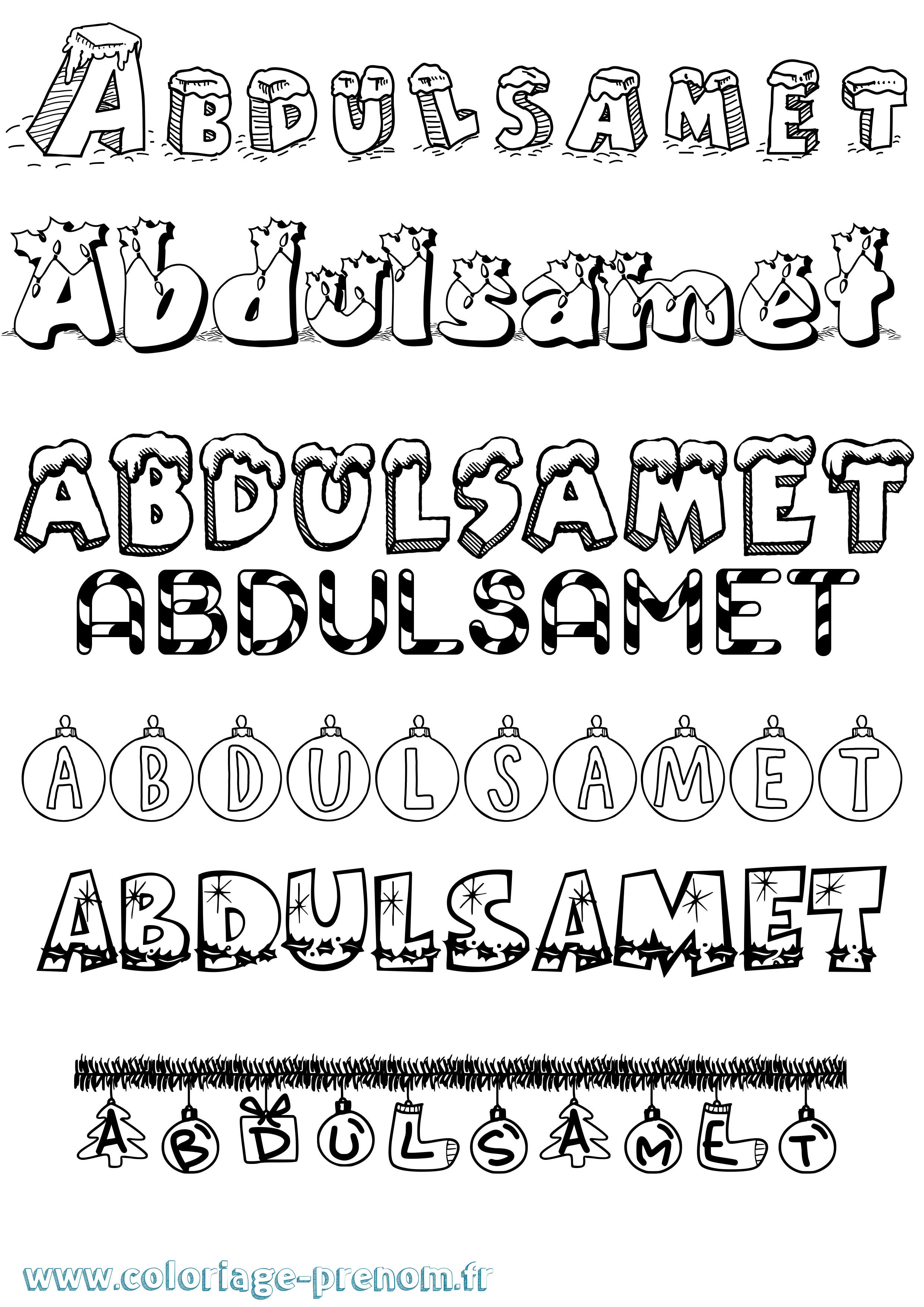 Coloriage Abdulsamet Noël Coloriage prénom Abdulsamet Noël