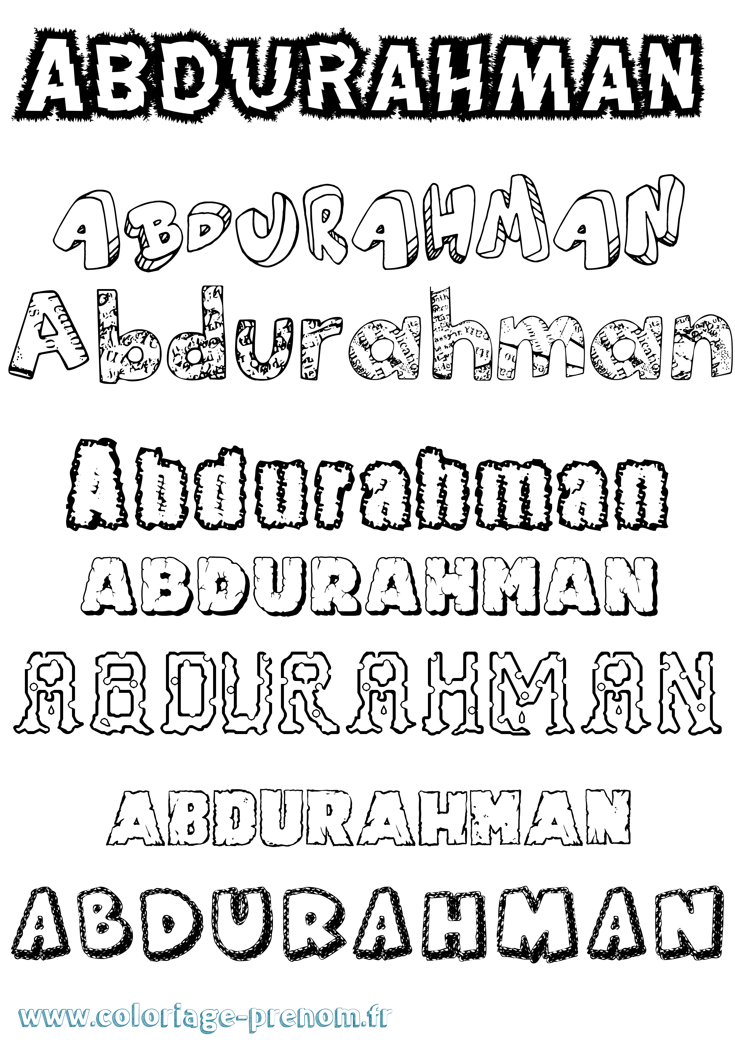 Coloriage prénom Abdurahman Destructuré