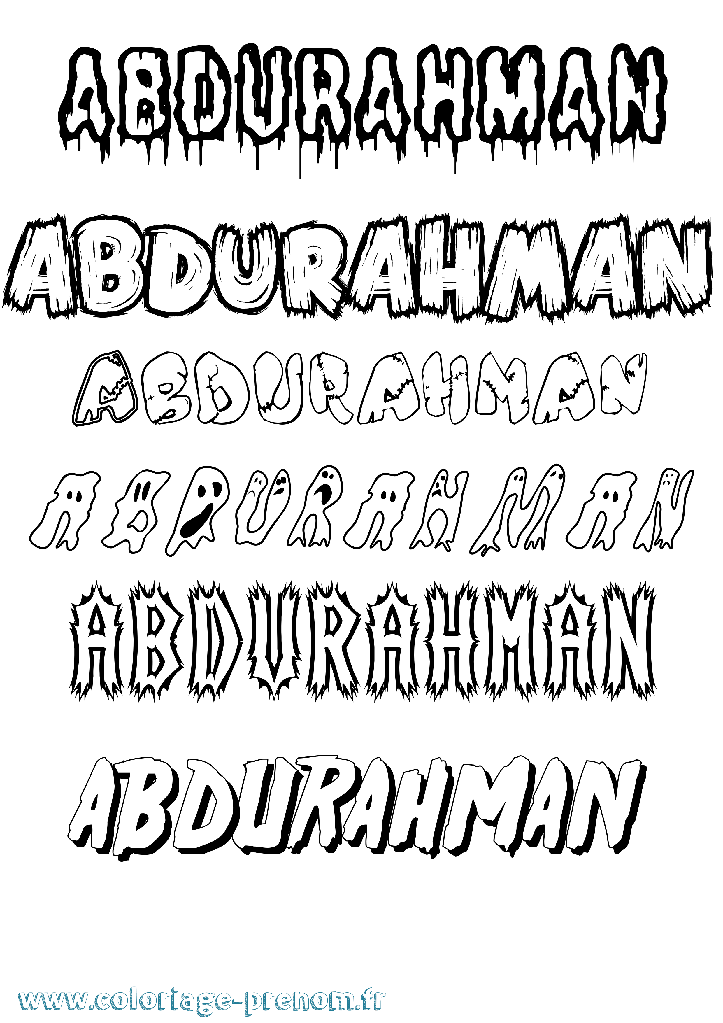 Coloriage prénom Abdurahman Frisson